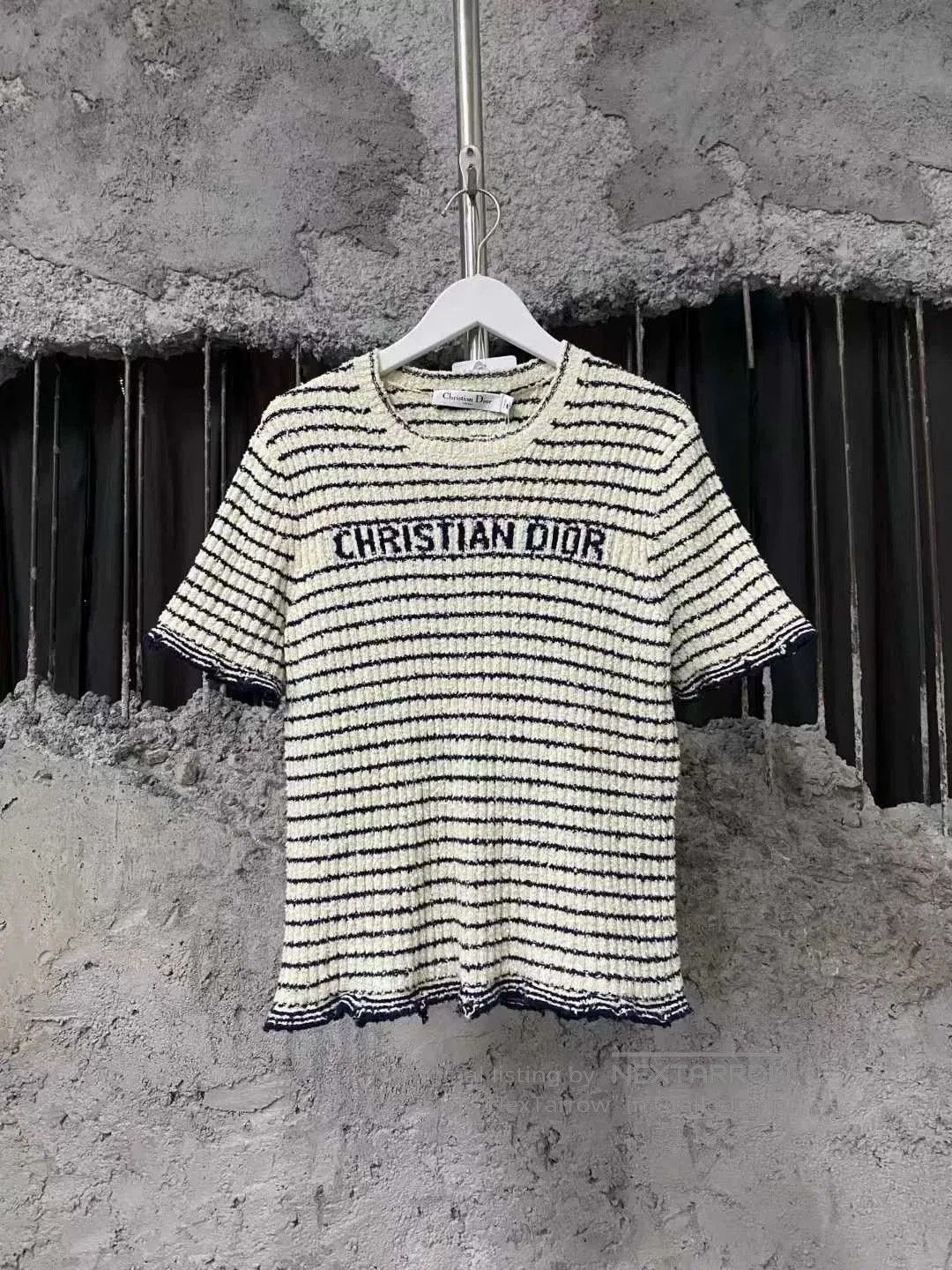 Dior Dior Black and White Striped Short Sleeve Top. Size L / US 10 / IT 46 - 1 Thumbnail