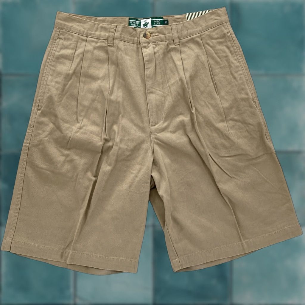 Beverly Hills Polo Club VINTAGE Beverly Hills Polo Club Duplex Shorts Mens 33 Khaki Beige Pleated Chino Size US XS / EU 42 / 0 - 1 Thumbnail