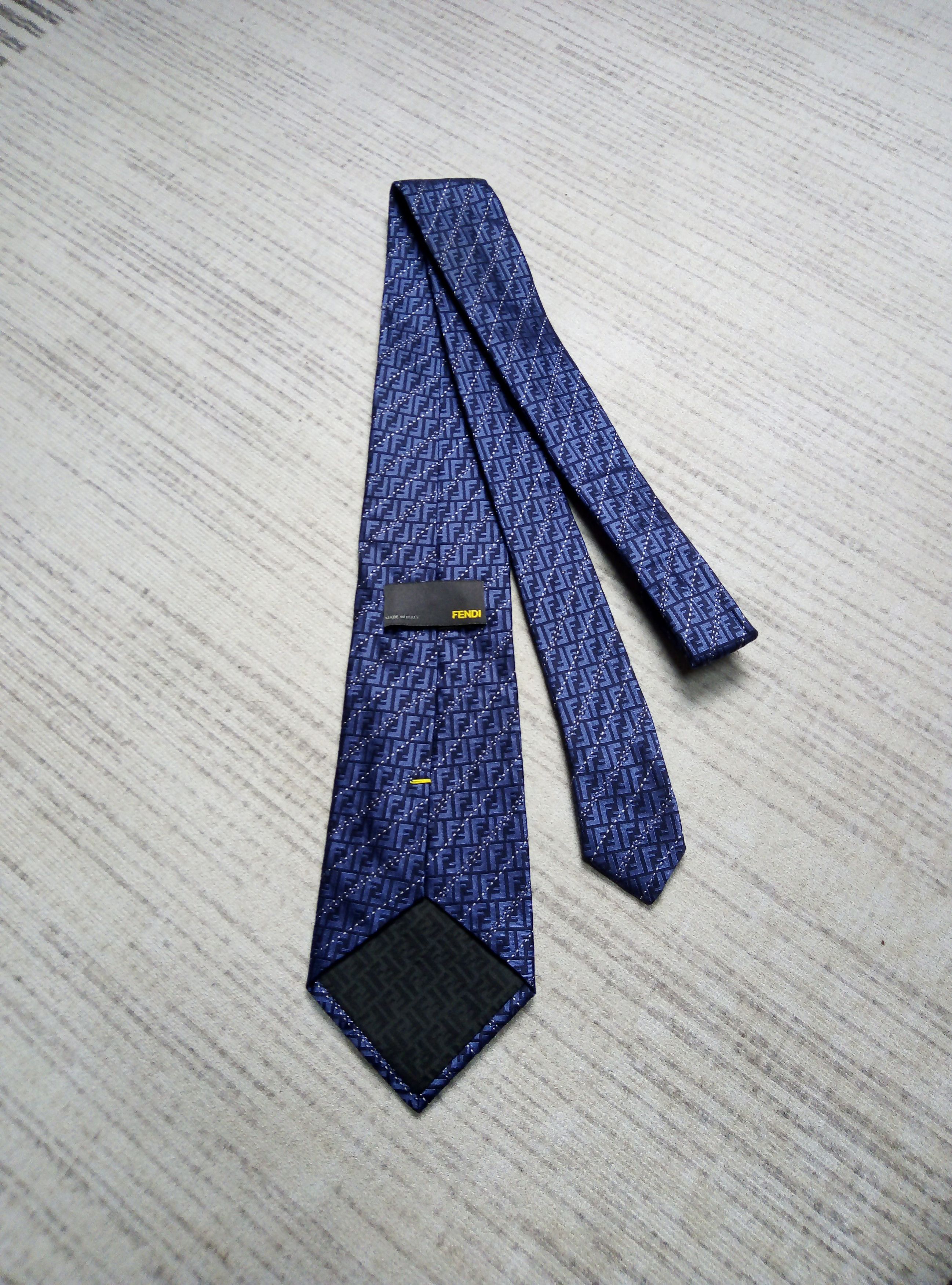 Fendi Italian Made Iconic Monogram Logo Silk Necktie Size ONE SIZE - 2 Thumbnail