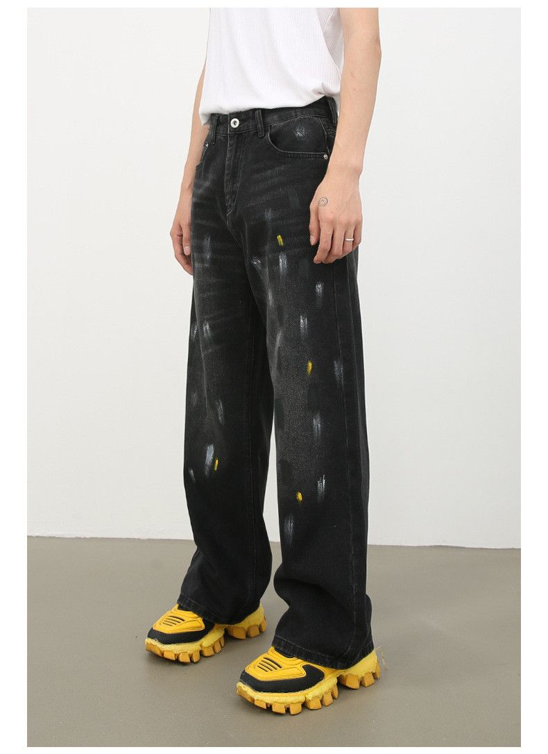 Japanese Brand Japanese retro men's loose straight leg splatter paint jeans Size US 32 / EU 48 - 4 Thumbnail