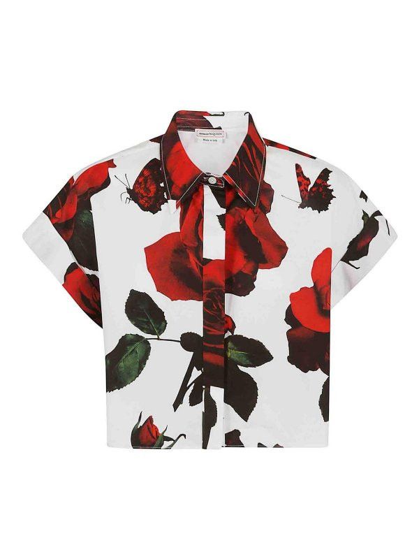 o1srvl11e0326 Tudor Rose Cropped Shirt in Multicolor