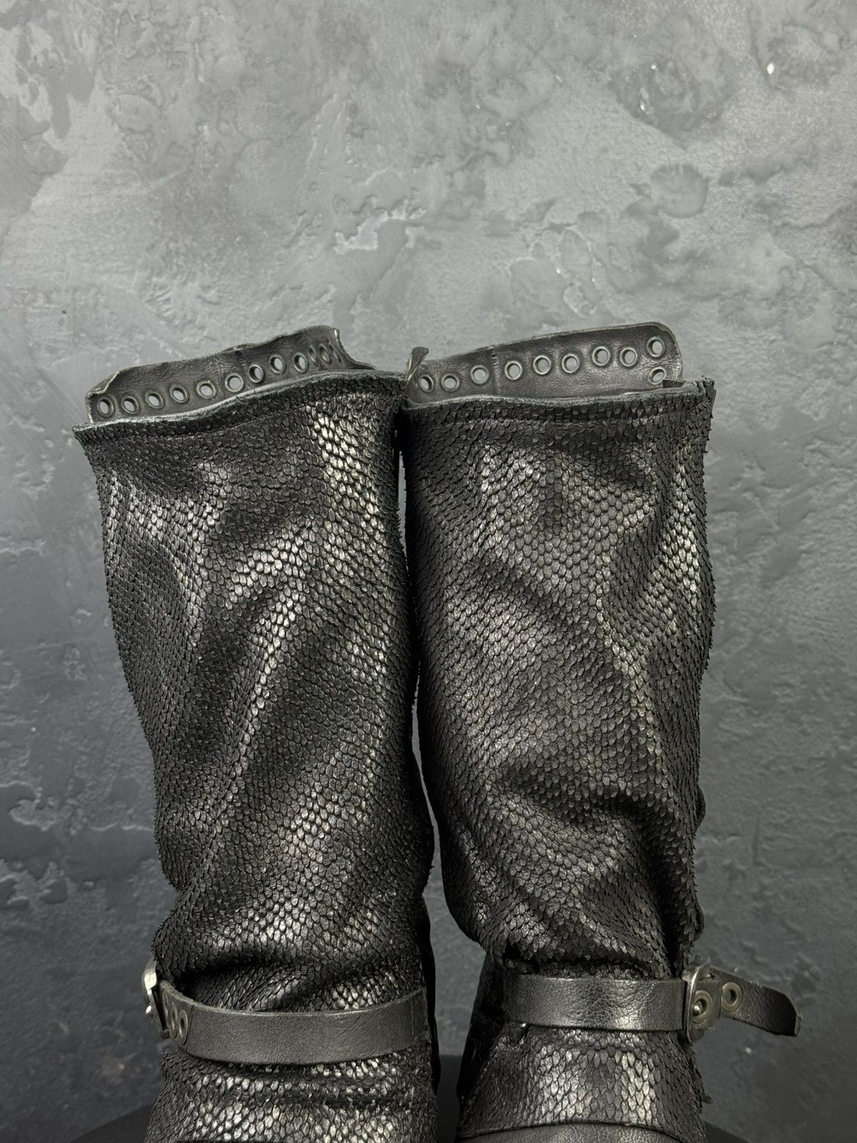 A.S.98 S.98 Saint EC Buckle Leather Boots Distressed Biker Combat Size US 10 / IT 40 - 5 Thumbnail