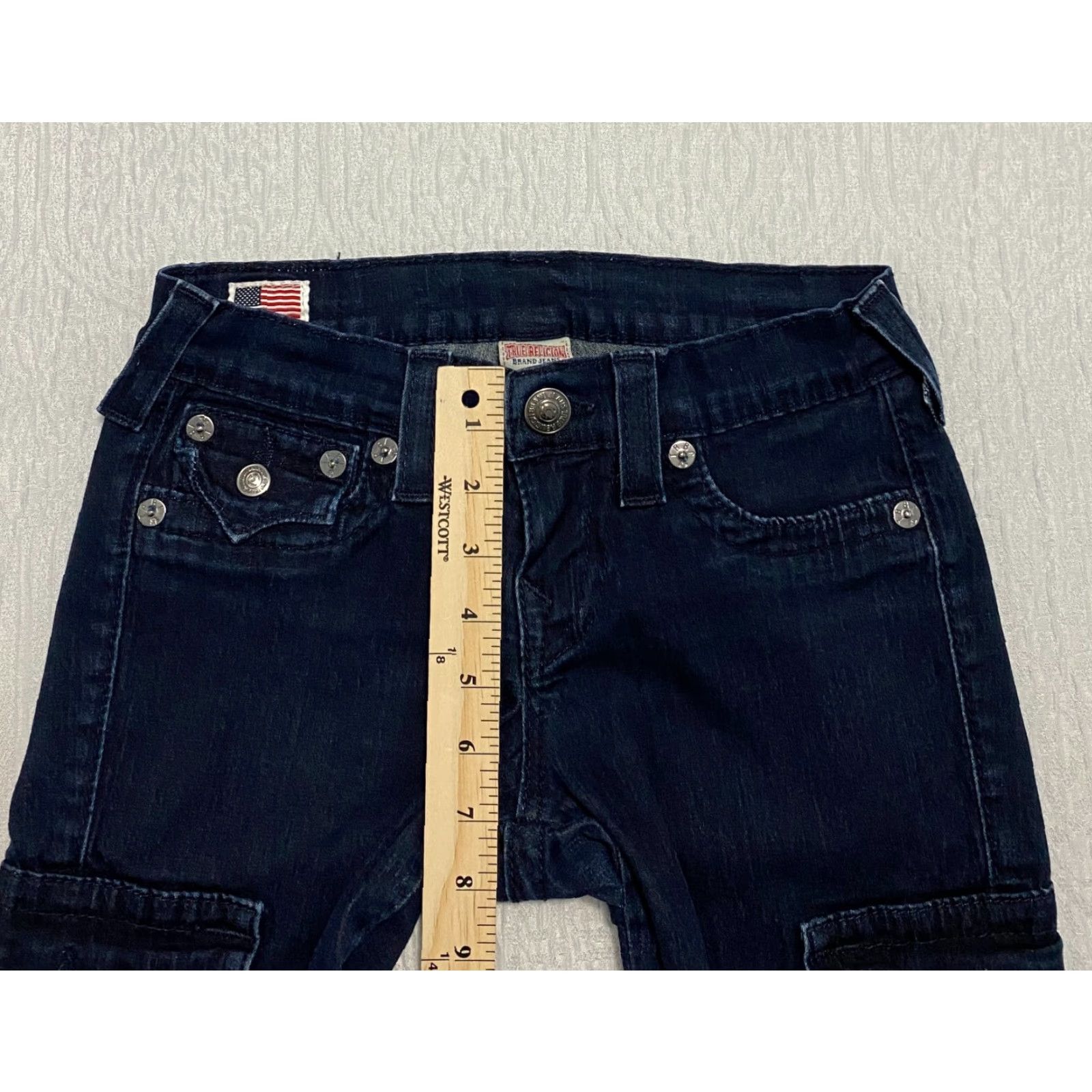True Religion VINTAGE True Religion Krista Skinny Jeans 25 Blue Cargo Ankle Zip Made in USA Size 26" / US 2 / IT 38 - 4 Thumbnail