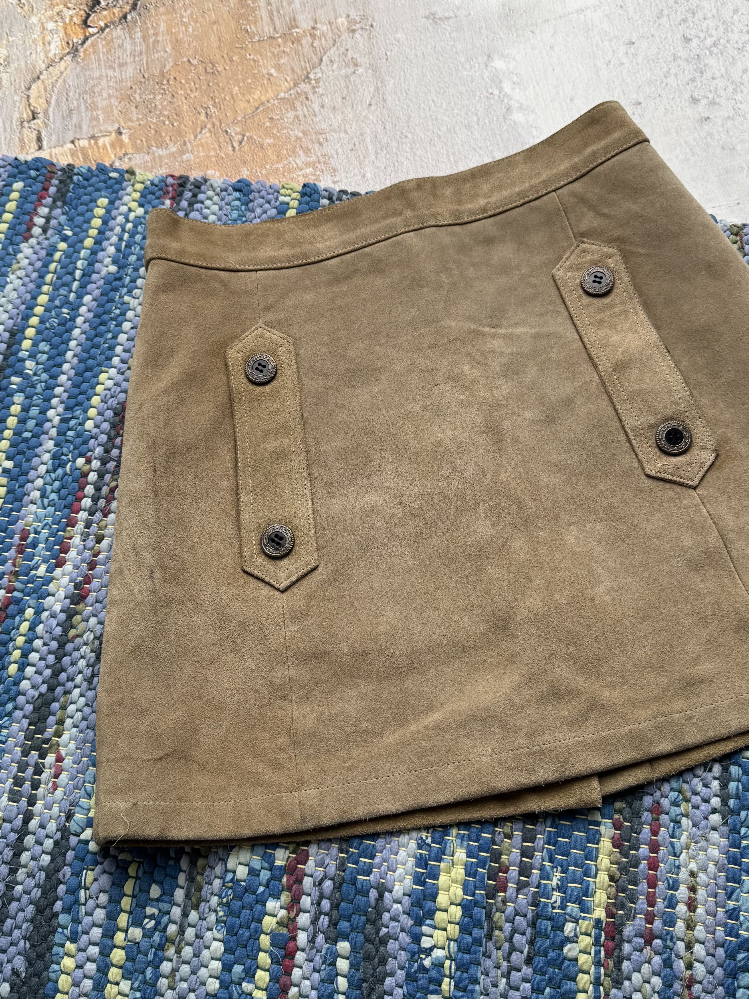 Vintage Vintage Leather Mini Skirt A8(V1)D15 Size 25" / US 0 / IT 36 - 2 Thumbnail