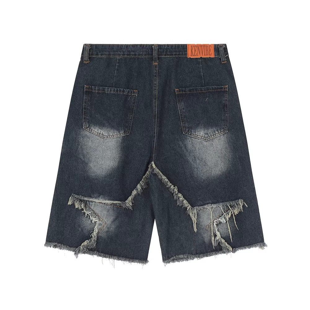 Japanese Brand × Jean Star patch embroidered men's summer straight denim shorts Size US 32 / EU 48 - 2 Thumbnail