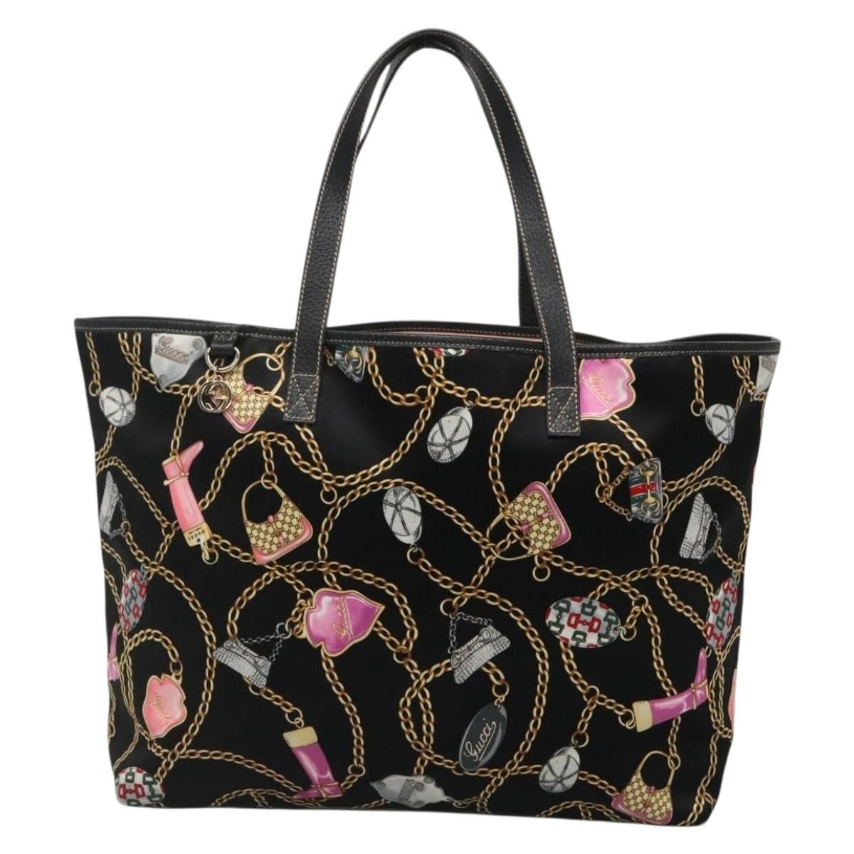 Gucci GUCCI Tote Bag Satin Outlet Black Gold Size ONE SIZE - 2 Thumbnail