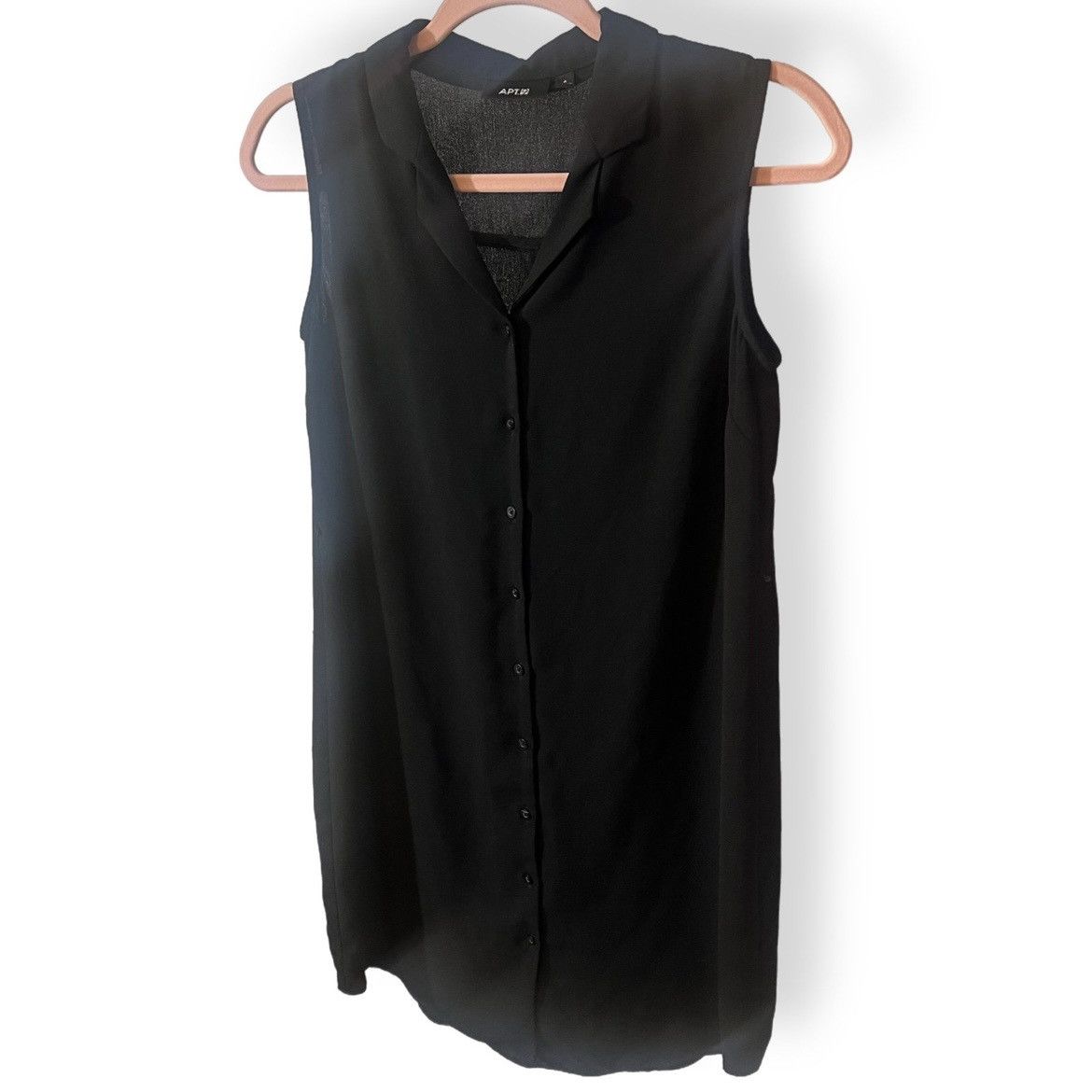 Other Black Button Sleeveless Collar Shirt Dress Women’s Small (4) Size S / US 4 / IT 40 - 2 Thumbnail