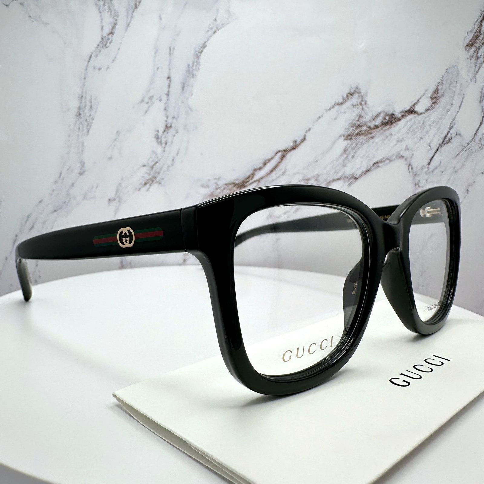Gucci New GUCCI Eyeglasses Black Square GG Logo Red Green Web Size ONE SIZE - 7 Thumbnail