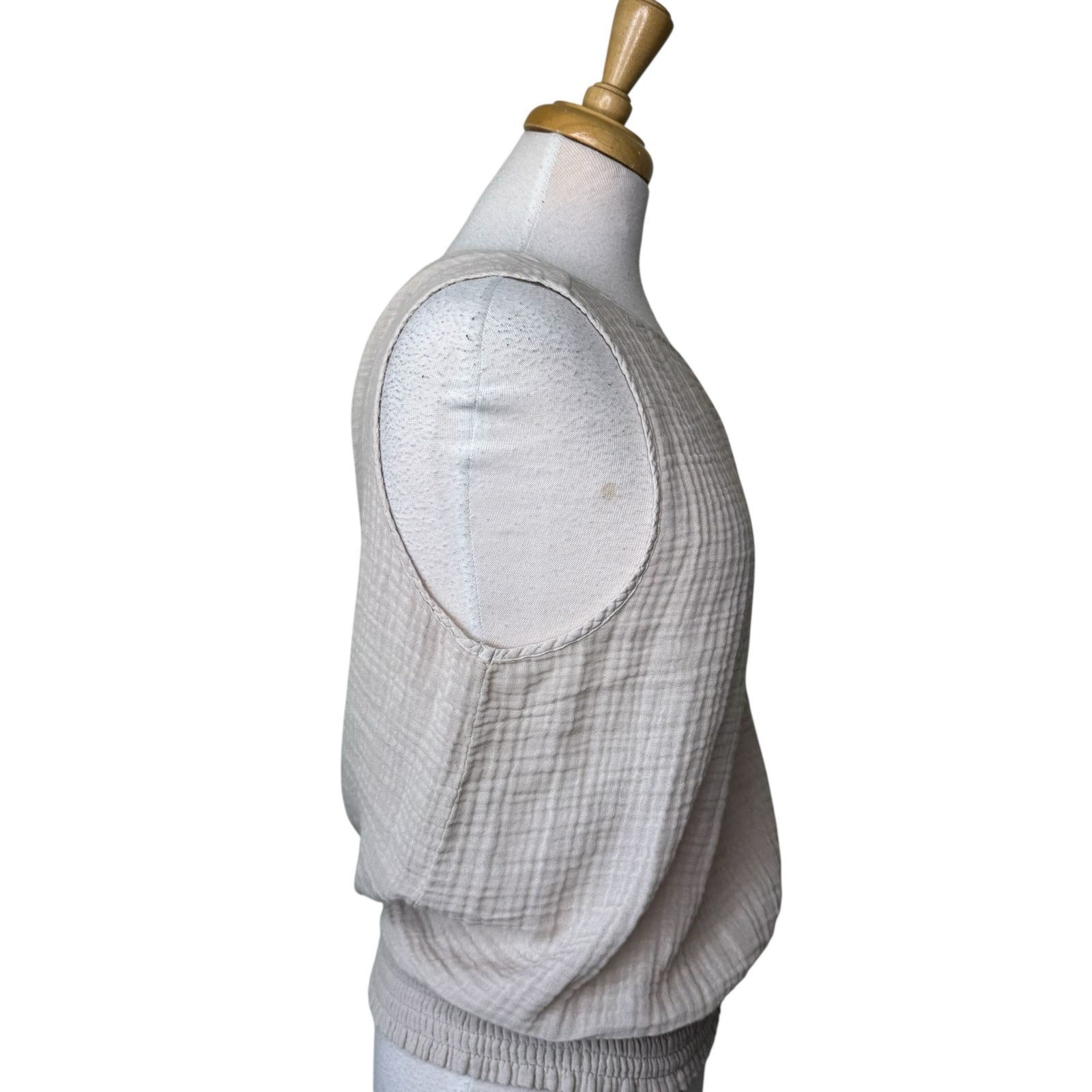 MICHAEL STARS Janelle Tie Neck Tank Cement Large NWT
