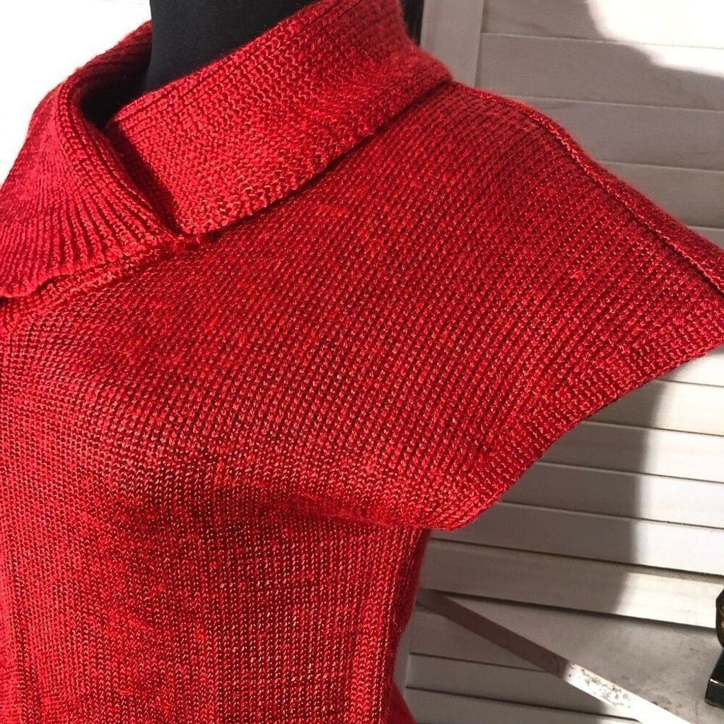 Vintage 90s Koret Knit Blouse Sweater Collar Short Sleeves Red sz S Size S / US 4 / IT 40 - 6 Thumbnail