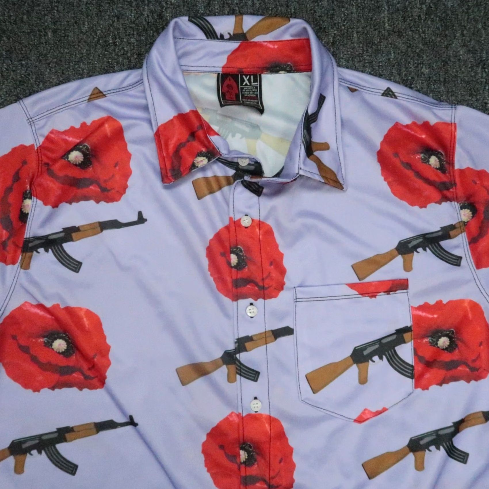 Vintage OAF Nation Shirt Mens XL Purple Short Sleeve Button-Up Size US XL / EU 56 / 4 - 2 Thumbnail