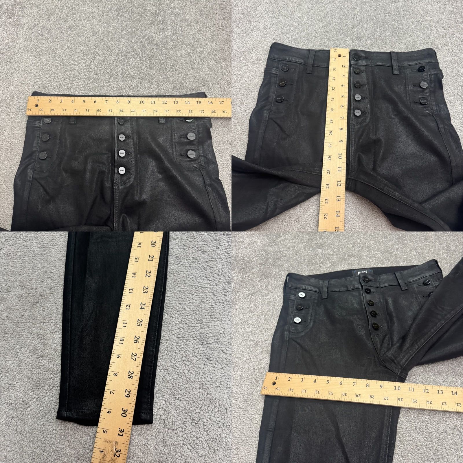 Paige Paige Emmie Ultra Skinny Jeans Womens 30 Black Coated Button Fly Stretch Denim Size 30" / US 8 / IT 44 - 9 Thumbnail