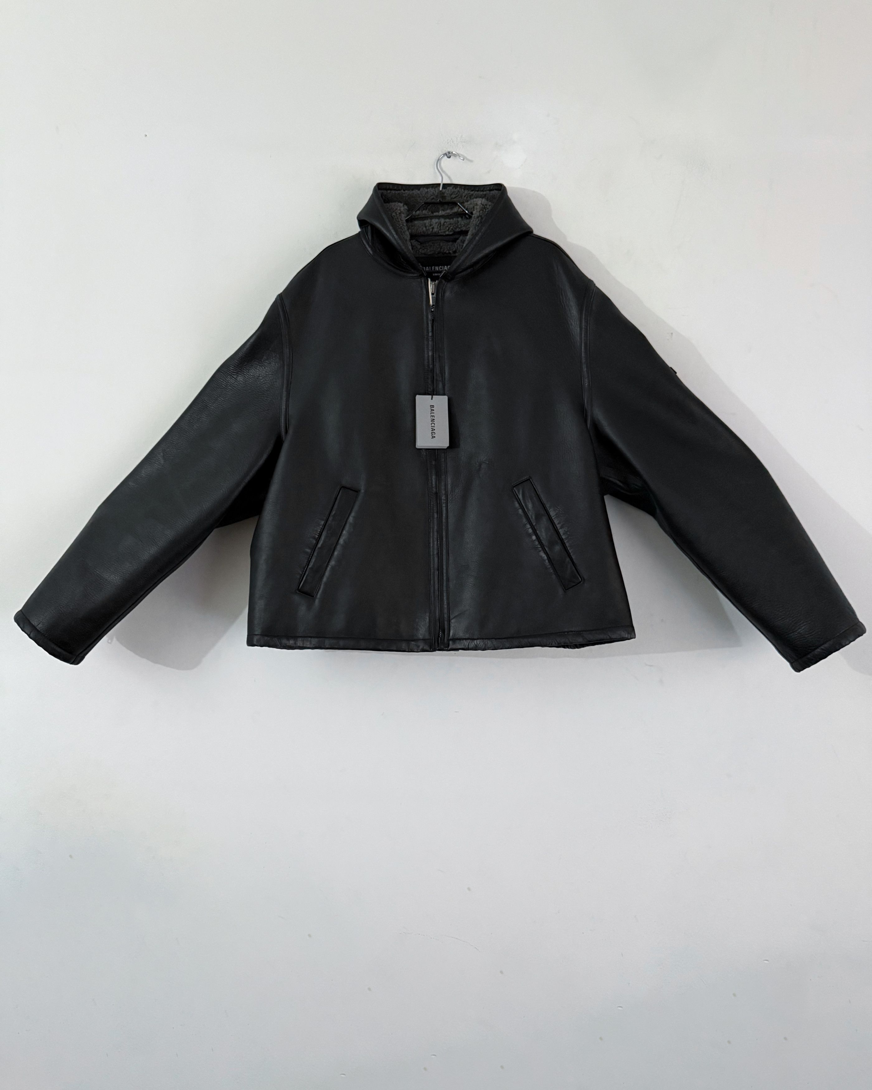 Balenciaga Hooded Shearling Jacket Leather Size US M / EU 48-50 / 2 - 4 Thumbnail