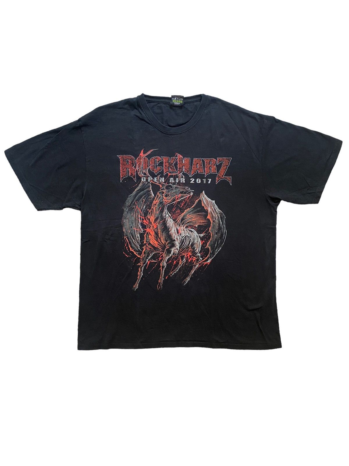 Vintage ROCKHARZ festival burning skeleton pegasus t-shirt | Grailed