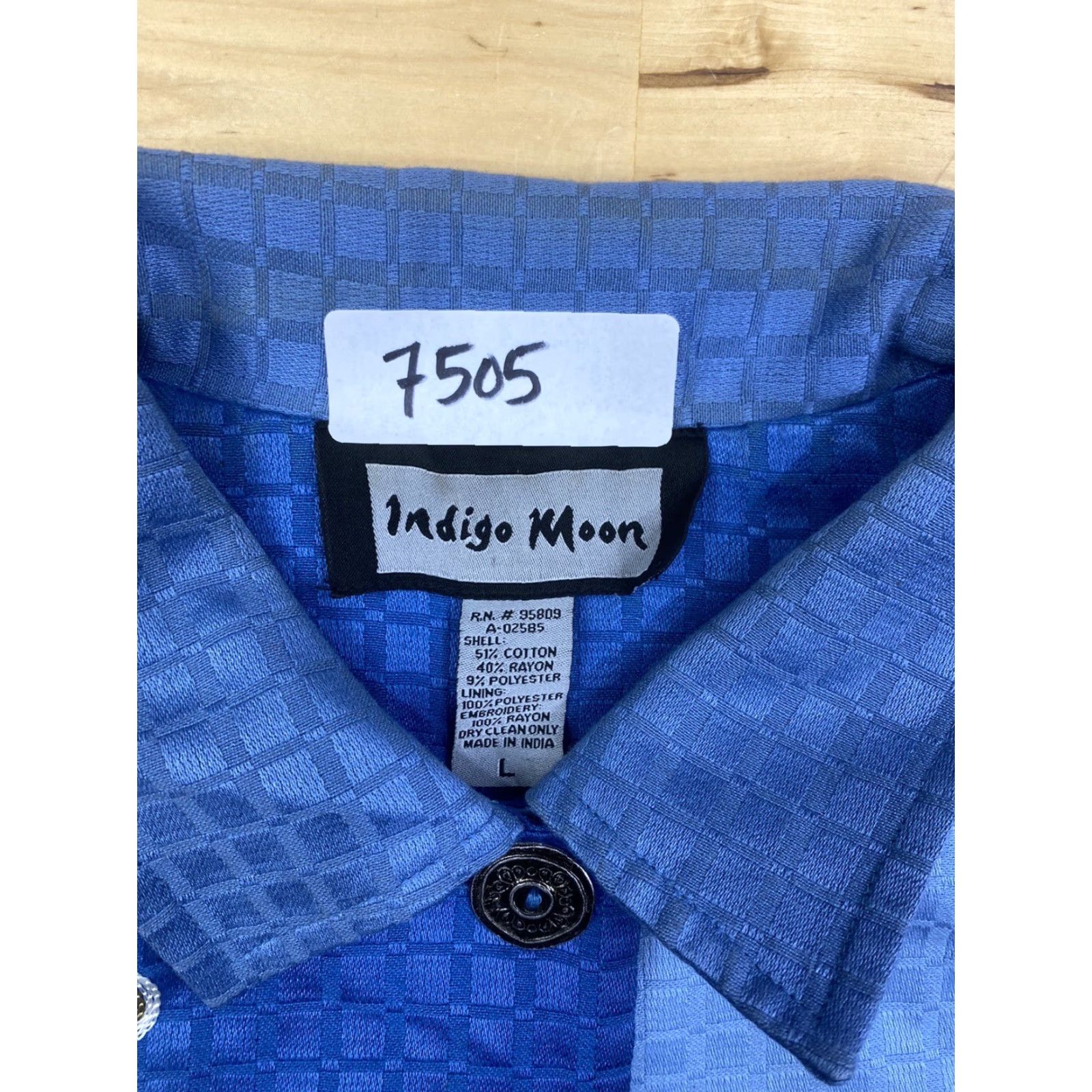 Vintage Indigo Moon Jacket Womens L Blue Floral Casual Button - 7505 Size L / US 10 / IT 46 - 3 Thumbnail