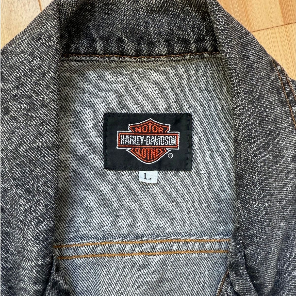 Harley Davidson Vintage 90s Harley Davidson Black Love Ride Denim Jacket Size US L / EU 52-54 / 3 - 3 Thumbnail