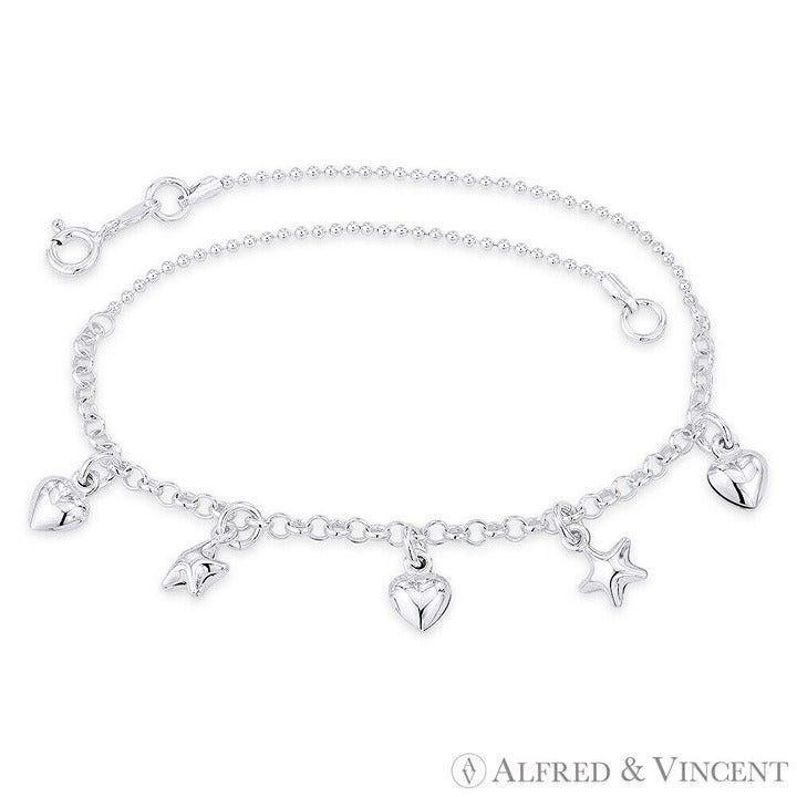 Other Heart, Star, Ball Bead & Rolo Link Chain Charm Anklet Size ONE SIZE - 1 Preview