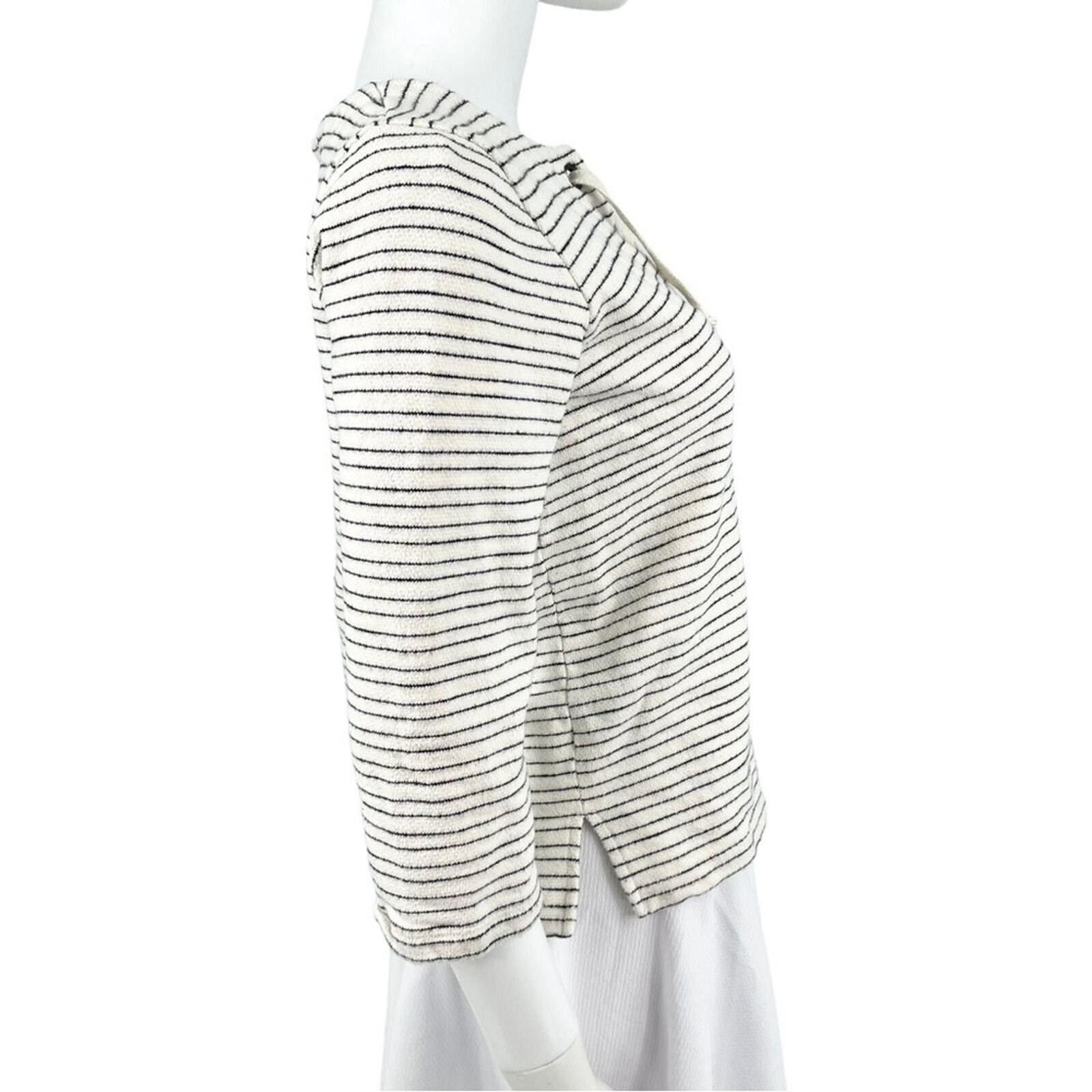 Madewell Madewell Size XS White & Blue Striped 3/4 Sleeve Laced Front Size XS / US 0-2 / IT 36-38 - 4 Thumbnail