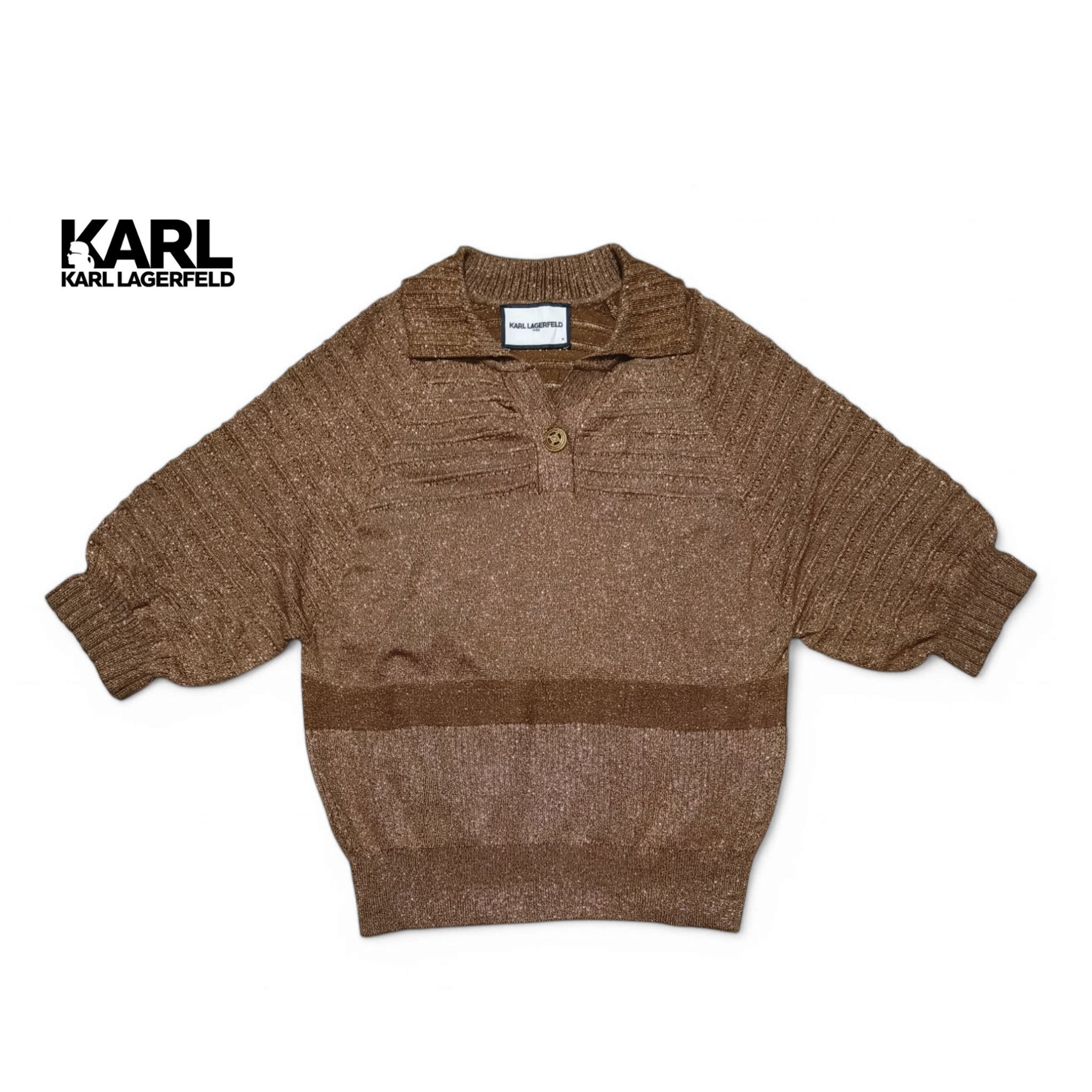 Karl Lagerfeld Vintage KARL LAGERFELD Women's Knit Viscose Sweater Blouse Size L / US 10 / IT 46 - 2 Thumbnail