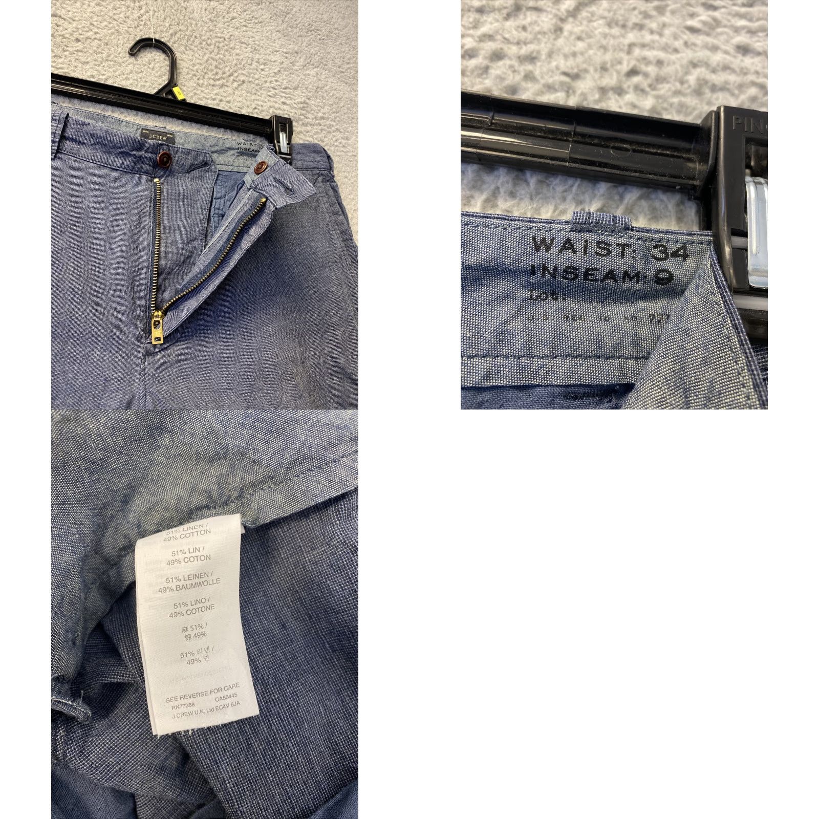 J.Crew VINTAGE J.CREW Men's Stanton Shorts Casual Cotton Linen Gray 34W 9-Inch Inseam Preppy Size US 34 / EU 50 - 8 Thumbnail