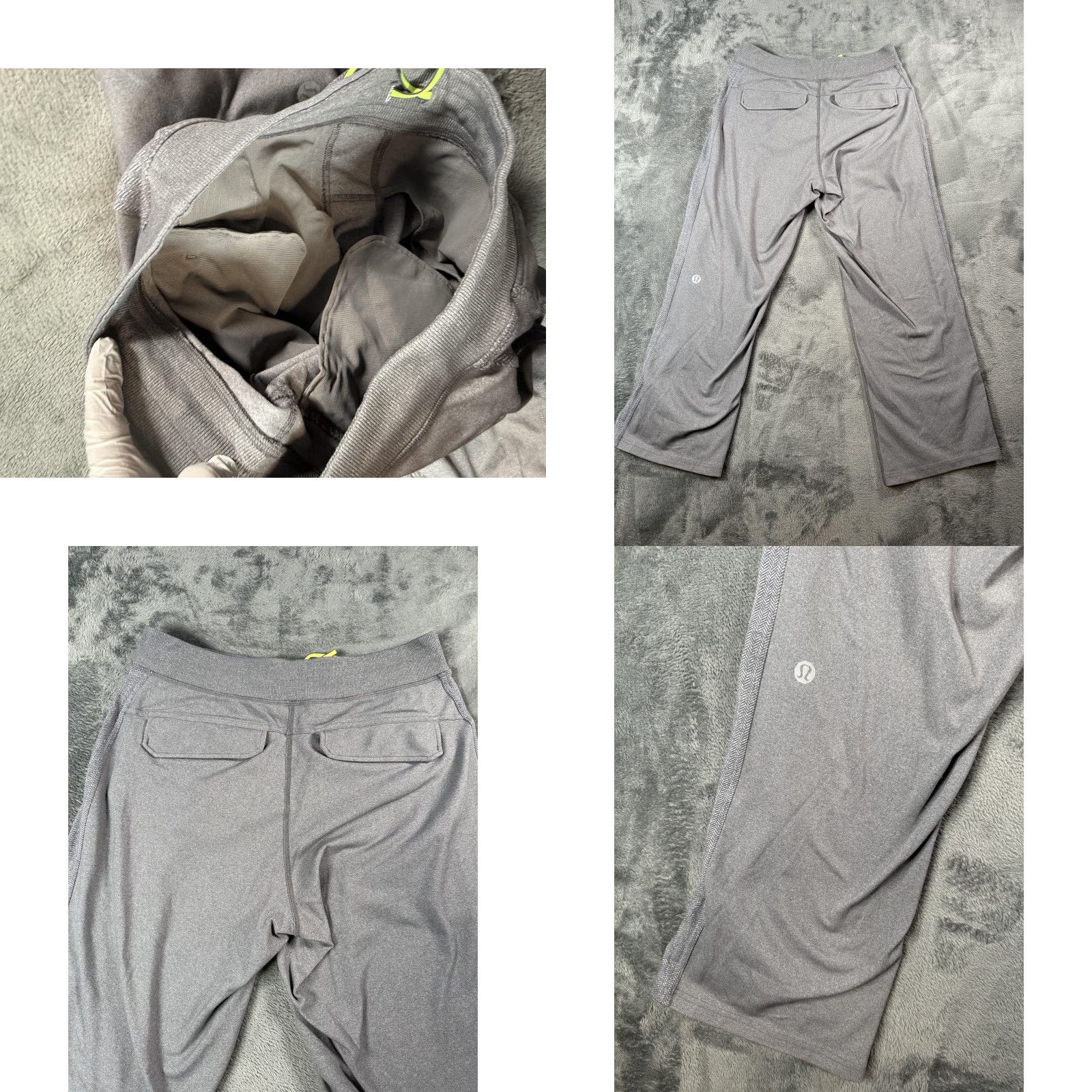 LULULEMON Men's Medium Gray Yoga Pants Wide Leg Drawstring Herringbone Activewear