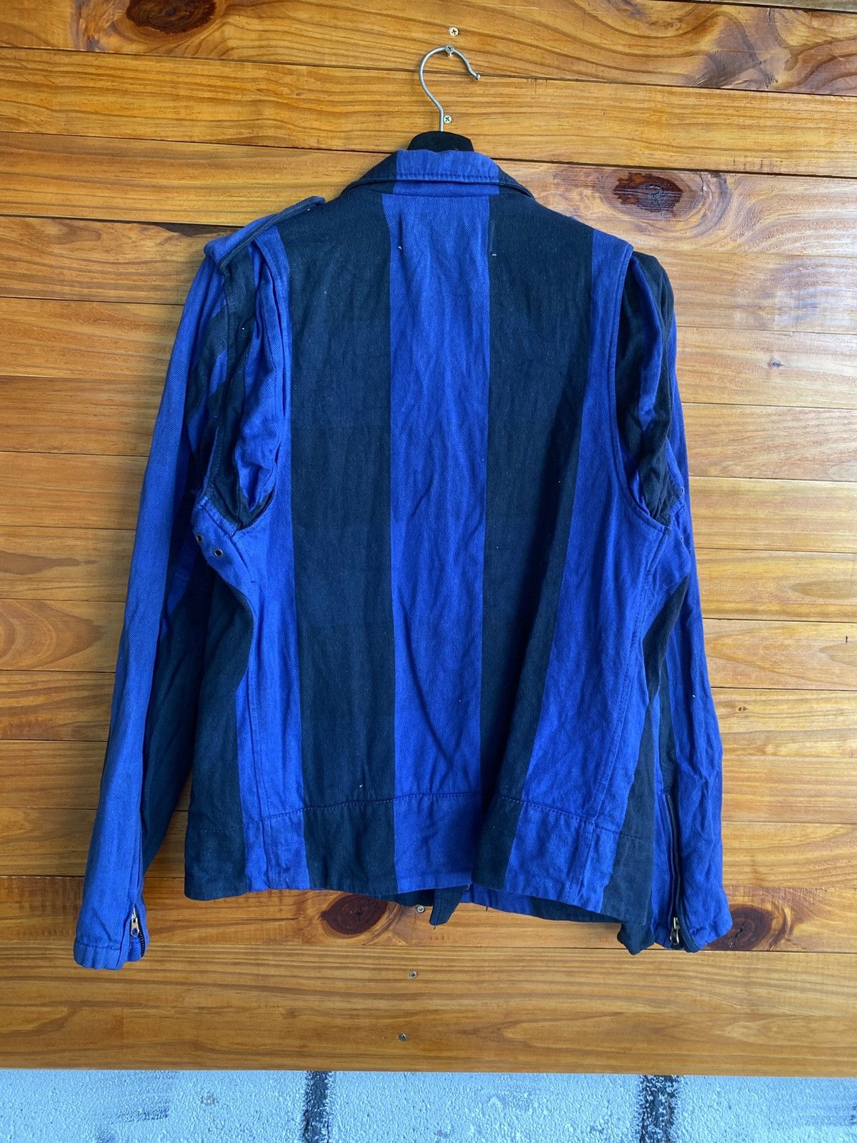 Japanese Brand Vintage Excellence Tokyo Black Blue Striped Cotton Biker Size US M / EU 48-50 / 2 - 9 Thumbnail