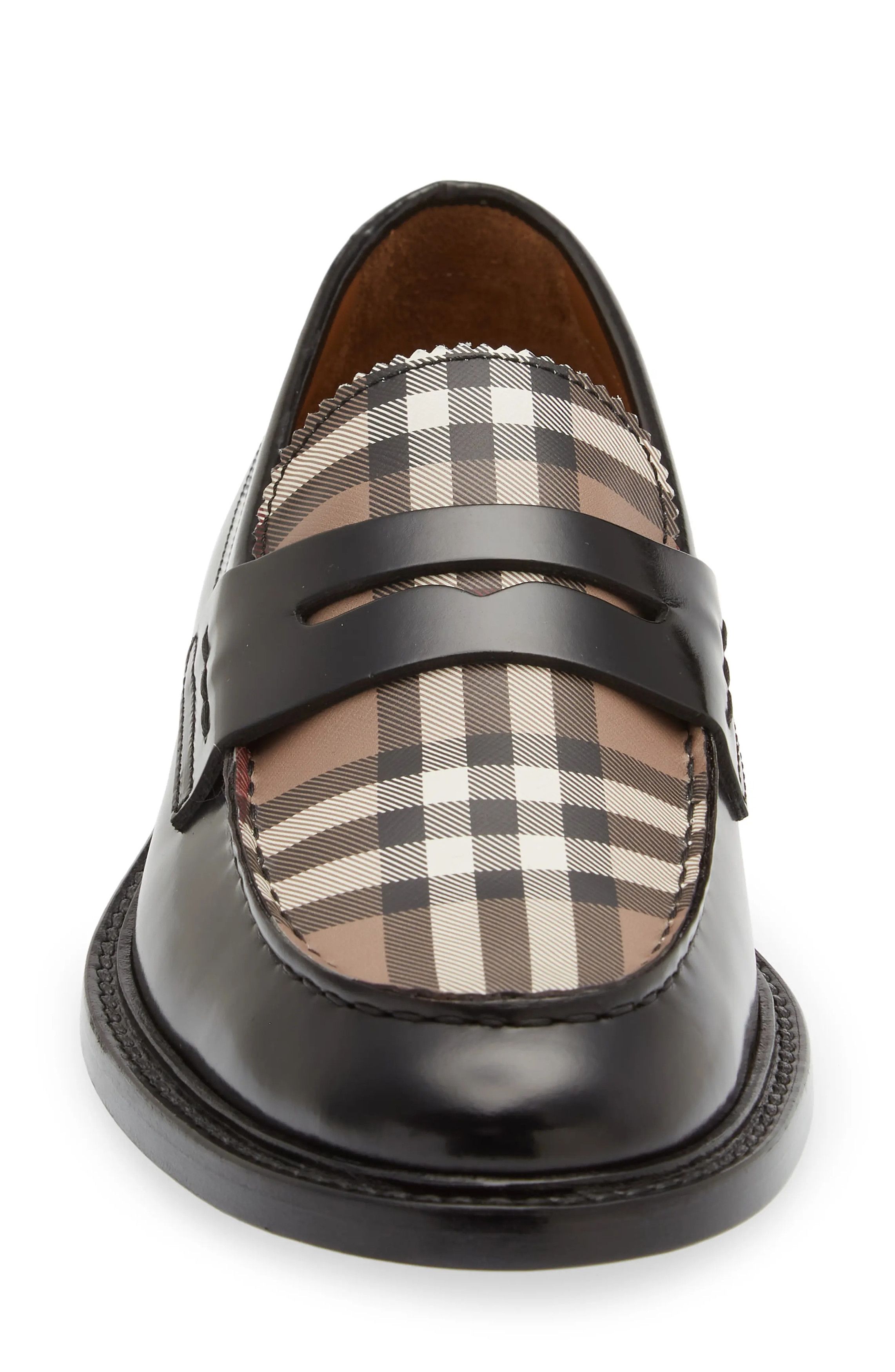 Burberry o1w1db10824 Croftwood Check Leather Penny Loafer in Black Size US 7 / EU 40 - 4 Thumbnail