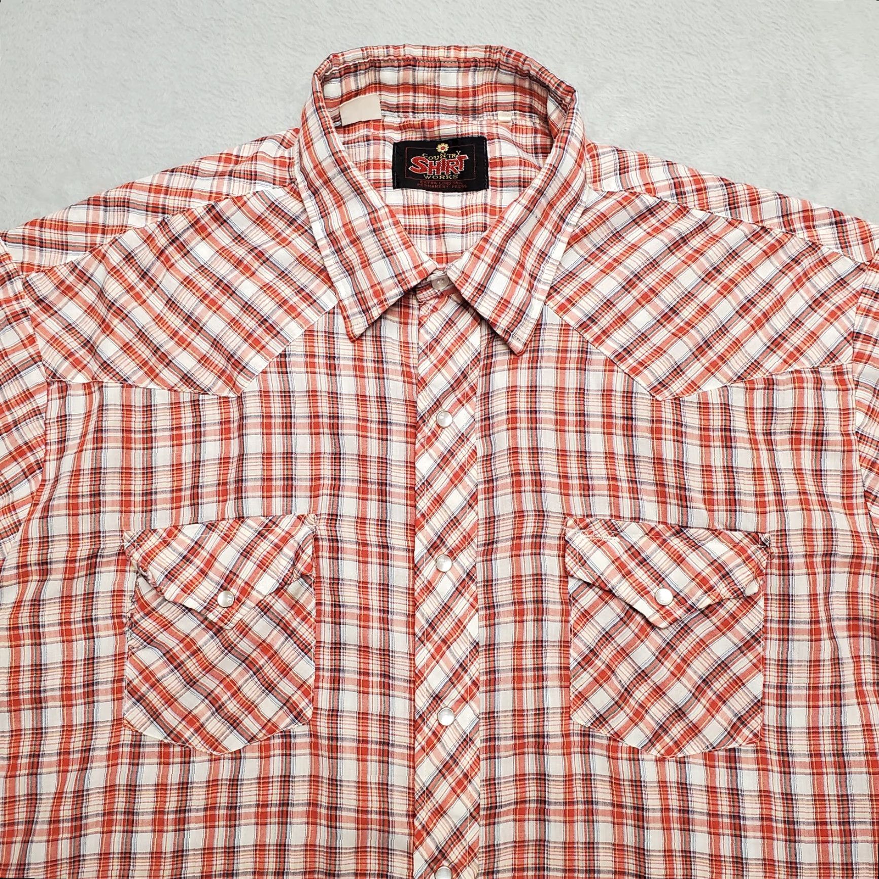Vintage VINTAGE Country Shirt Works Shirt Mens XL Red Plaid Pearl Snap Western Shirt Size US XL / EU 56 / 4 - 2 Thumbnail