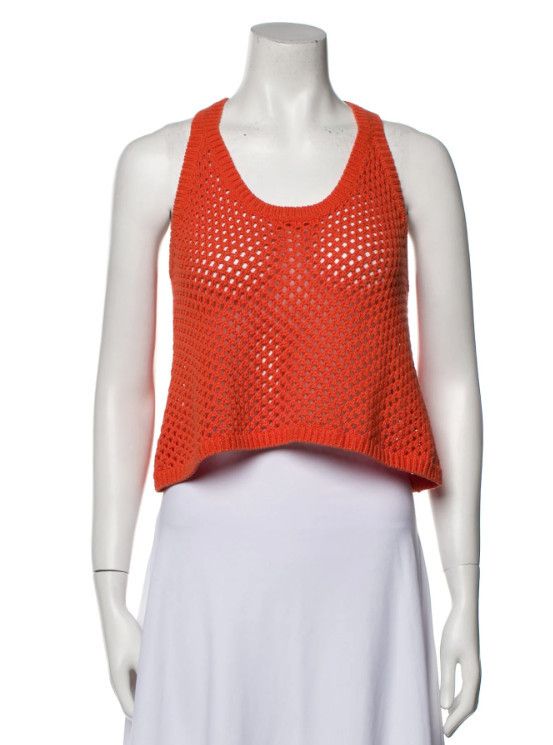 Rebecca Taylor Rebecca Taylor Scoop Neck Sleeveless Crop Top Orange ( L ) Size L / US 10 / IT 46 - 1 Thumbnail