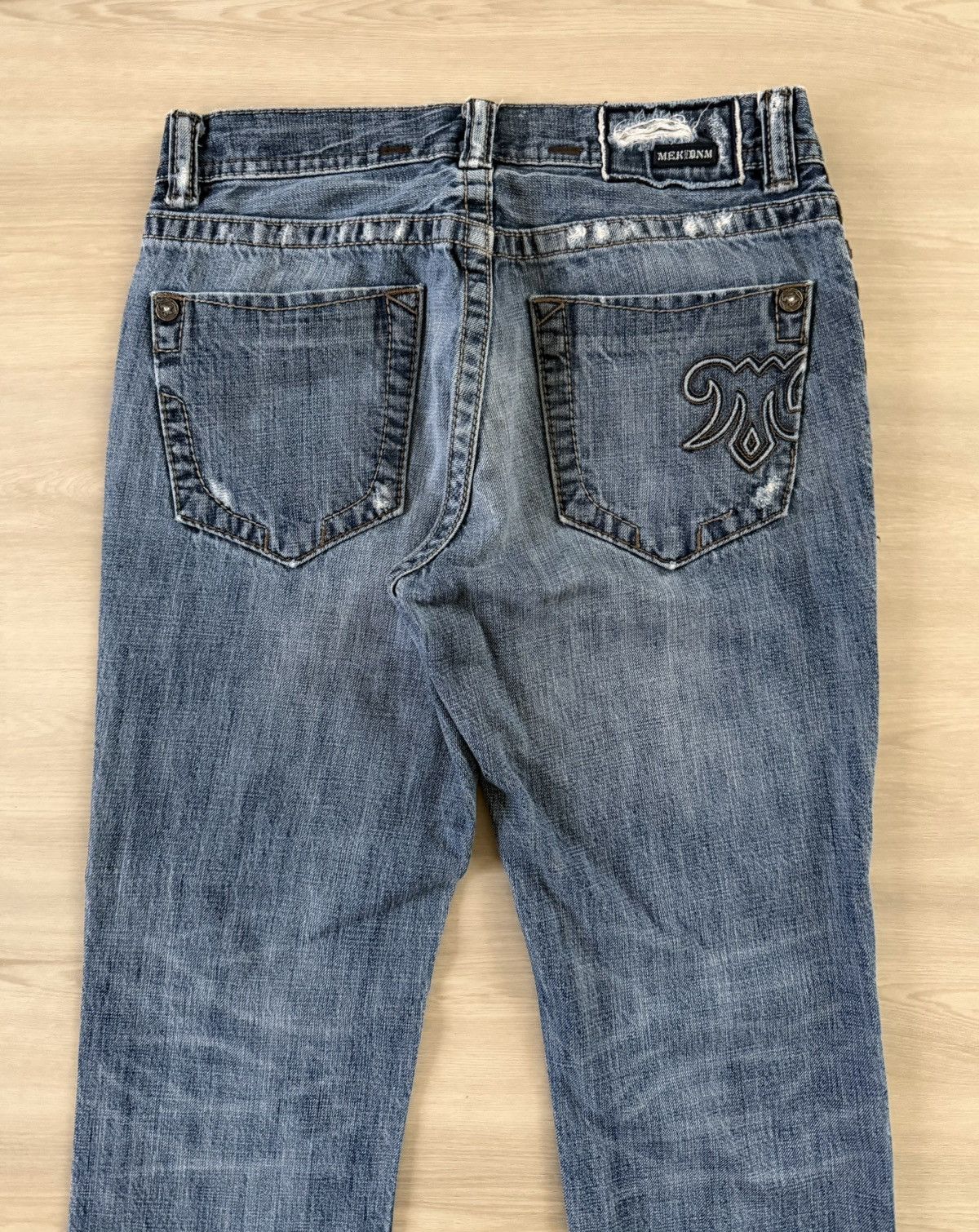 Mek Denim Vtg Y2K MEK Denim Durham Distressed Boot Cut Sz 32x32 *33x30 Size 32" / US 10 / IT 46 - 3 Thumbnail
