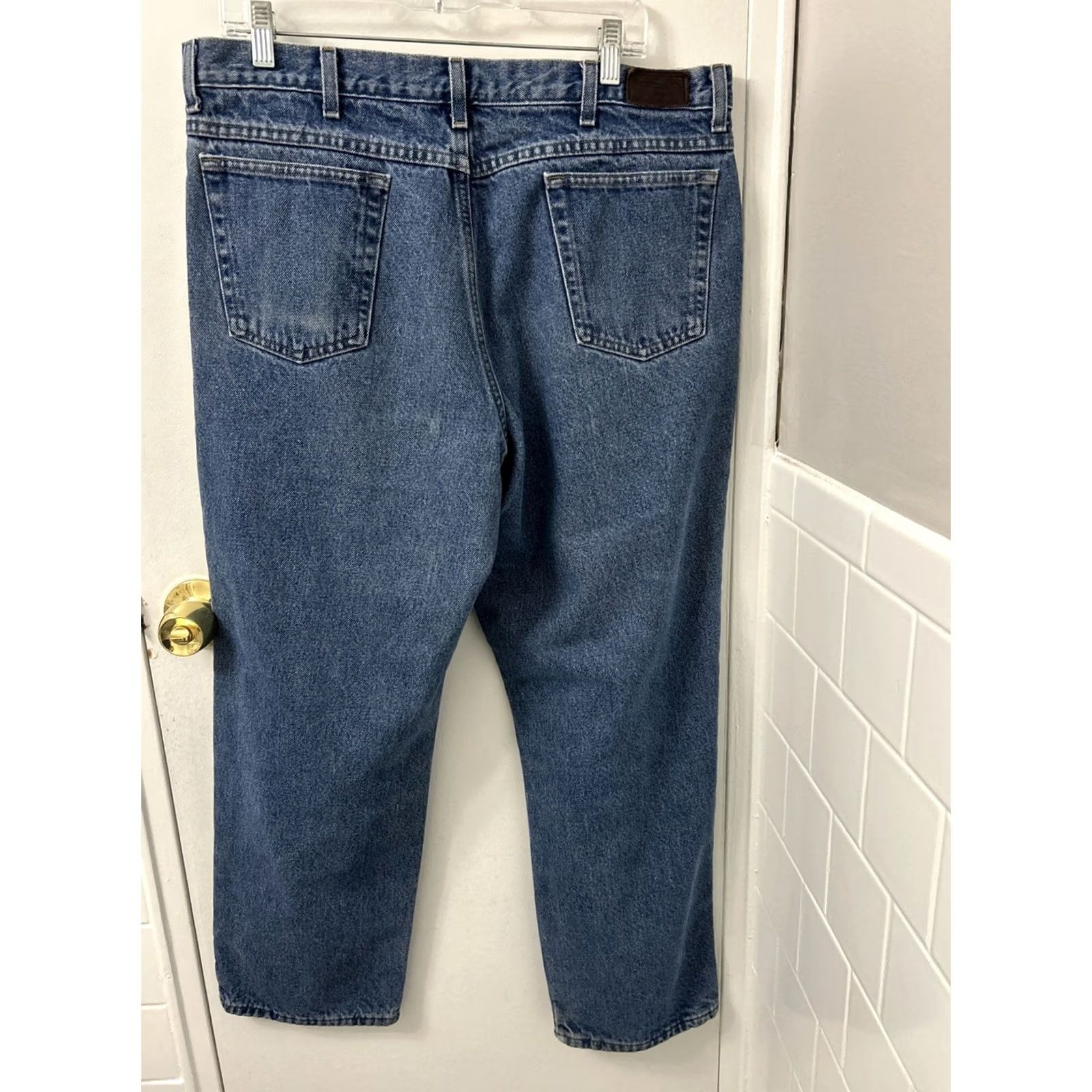 Vintage L.L. Bean Double L Jeans Mens 36x30 Blue Plaid Lined Denim Classic Fit Pockets YKK Front Flat Front Regular Pants Men Size US 36 / EU 52 - 7 Thumbnail