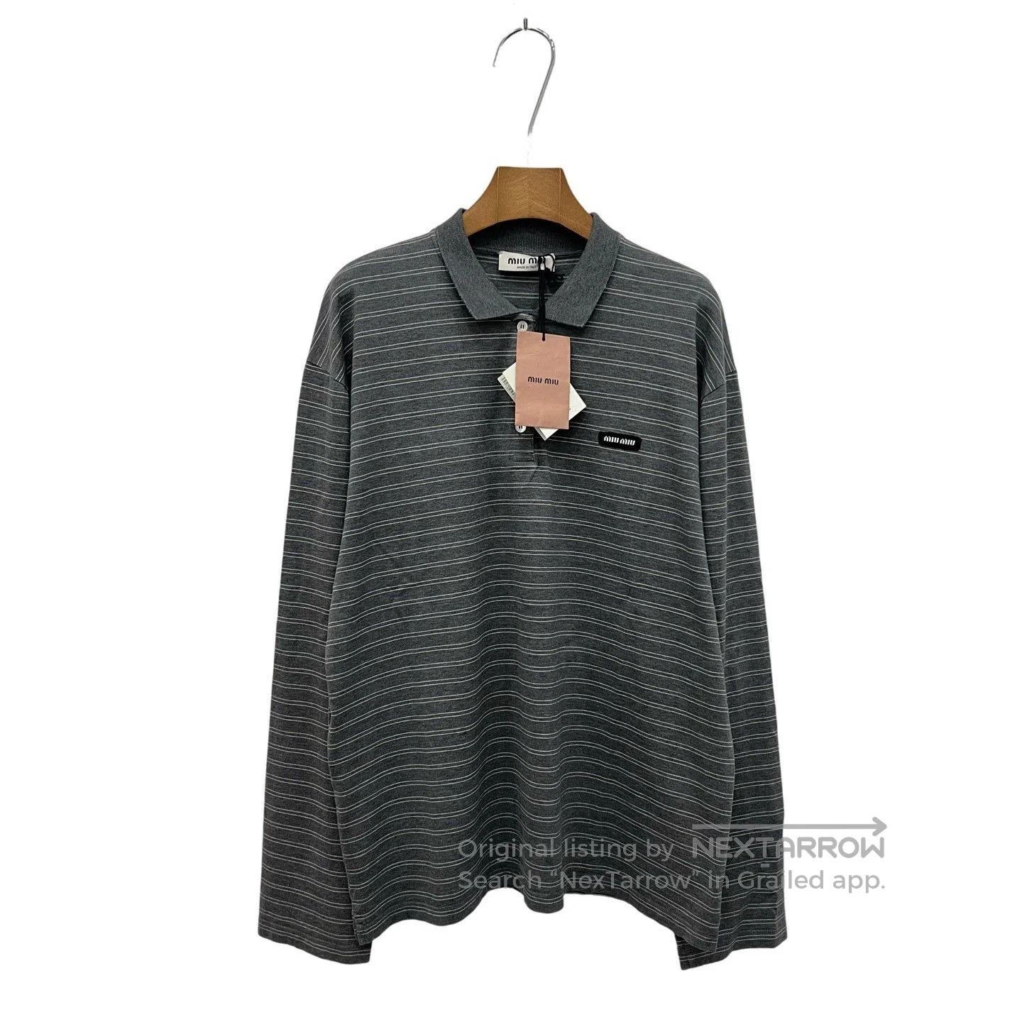 Miu Miu Miumiu SS25 Gray Striped Polo T. Size S / US 4 / IT 40 - 1 Thumbnail