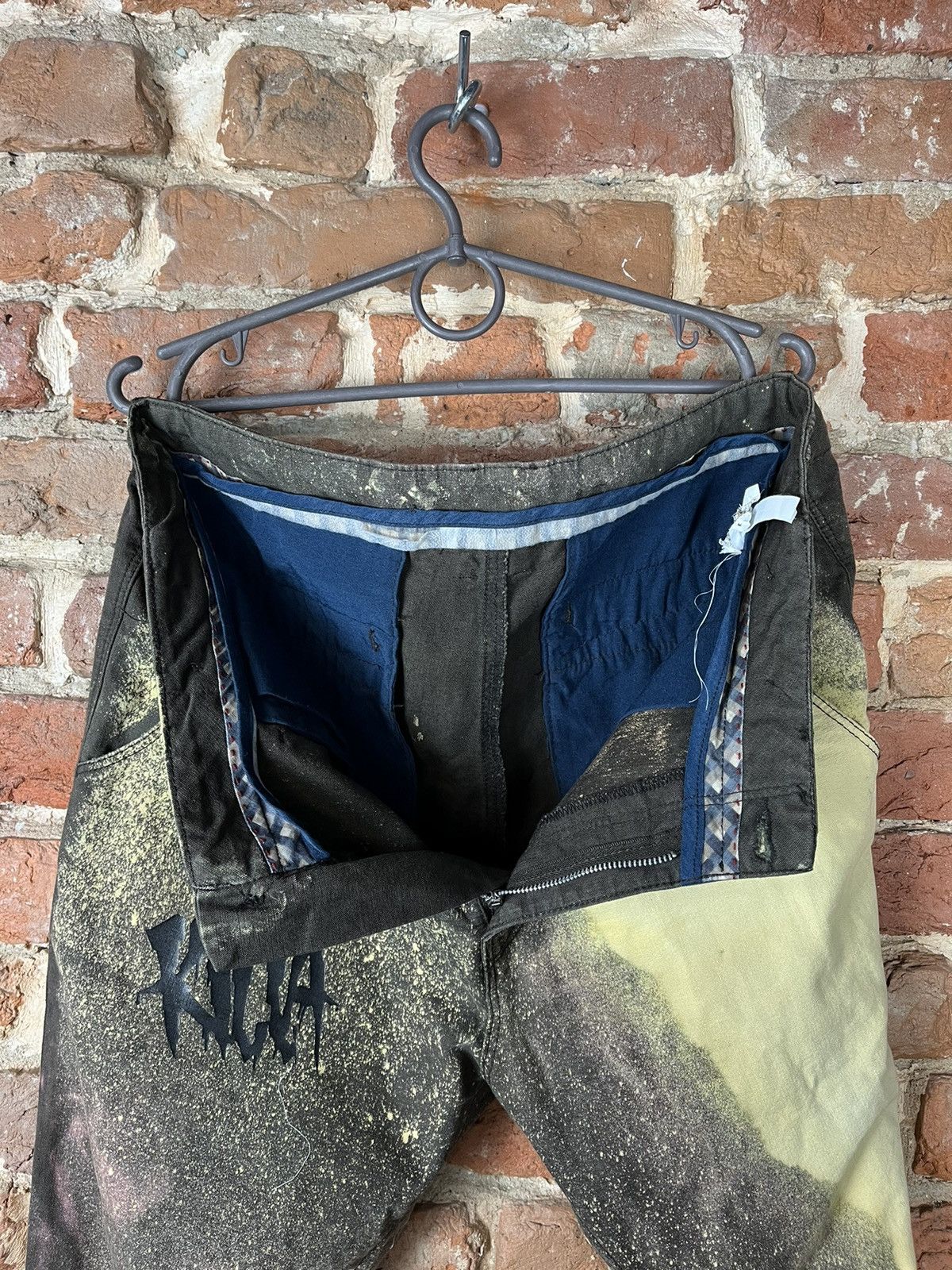 Handmade 🪐Custom printed denim multicolor skinny jeans pants space Size US 35 - 8 Thumbnail