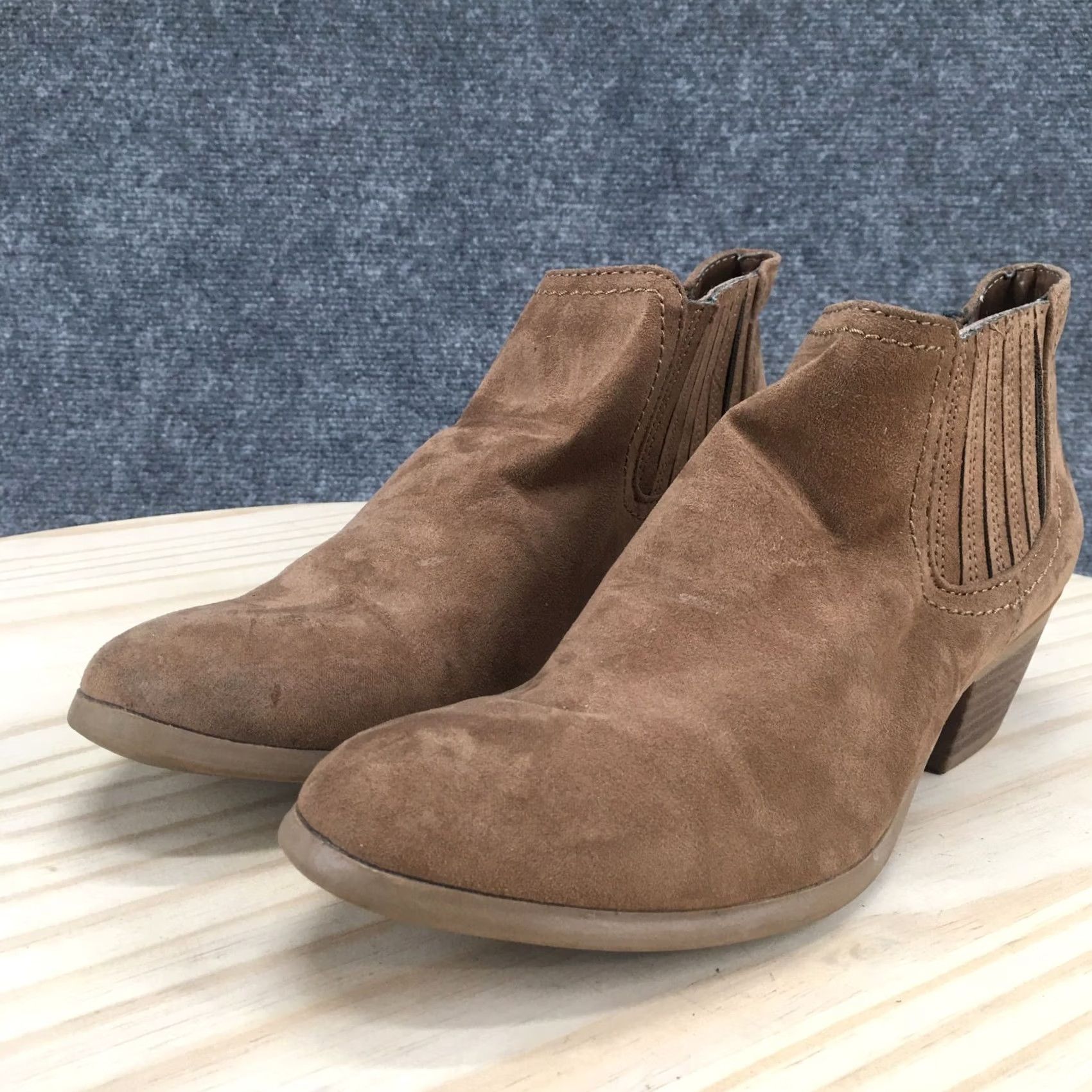 Vintage American Eagle Boots Womens 7 Casual Slip On Ankle Bootie Brown Fabric Heels Size US 7 / IT 37 - 5 Thumbnail