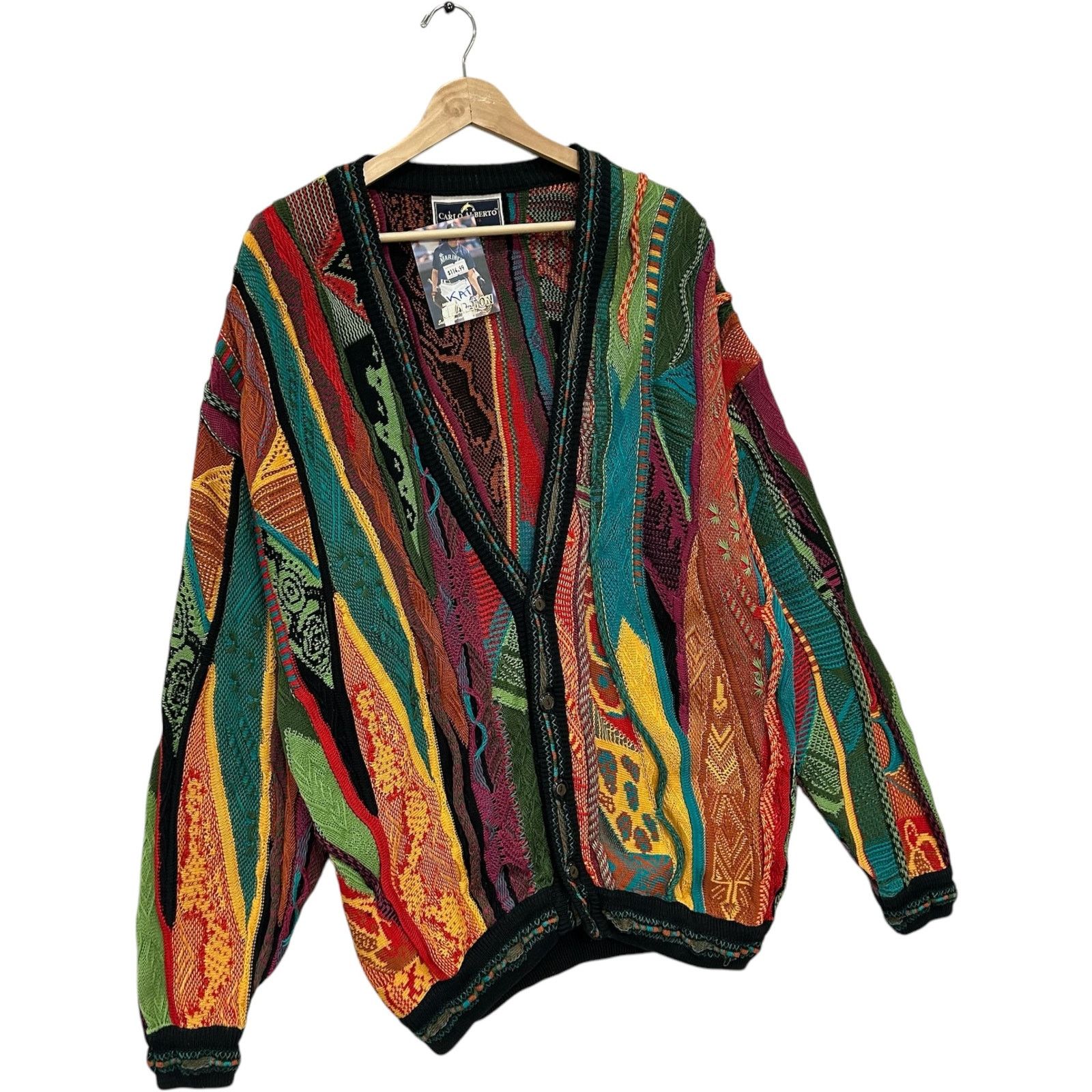 Vintage Vintage Carlo Alberto 3D Knit Cardigan Sweater 90s Large Size US L / EU 52-54 / 3 - 4 Thumbnail