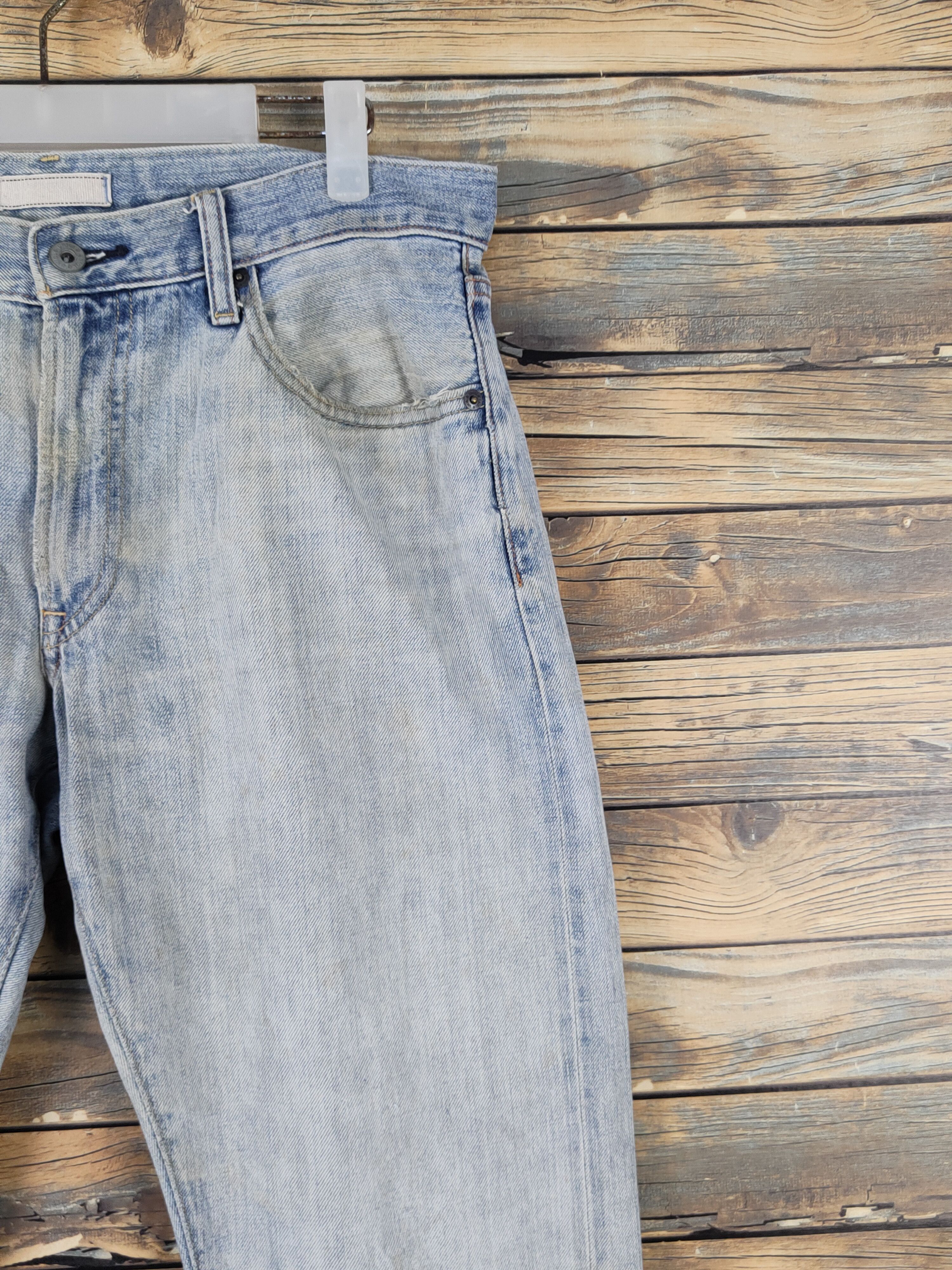 Japanese Brand Uniqlo Blue faded selvedge Distressed Ripped denim #W1493 Size US 32 / EU 48 - 5 Thumbnail