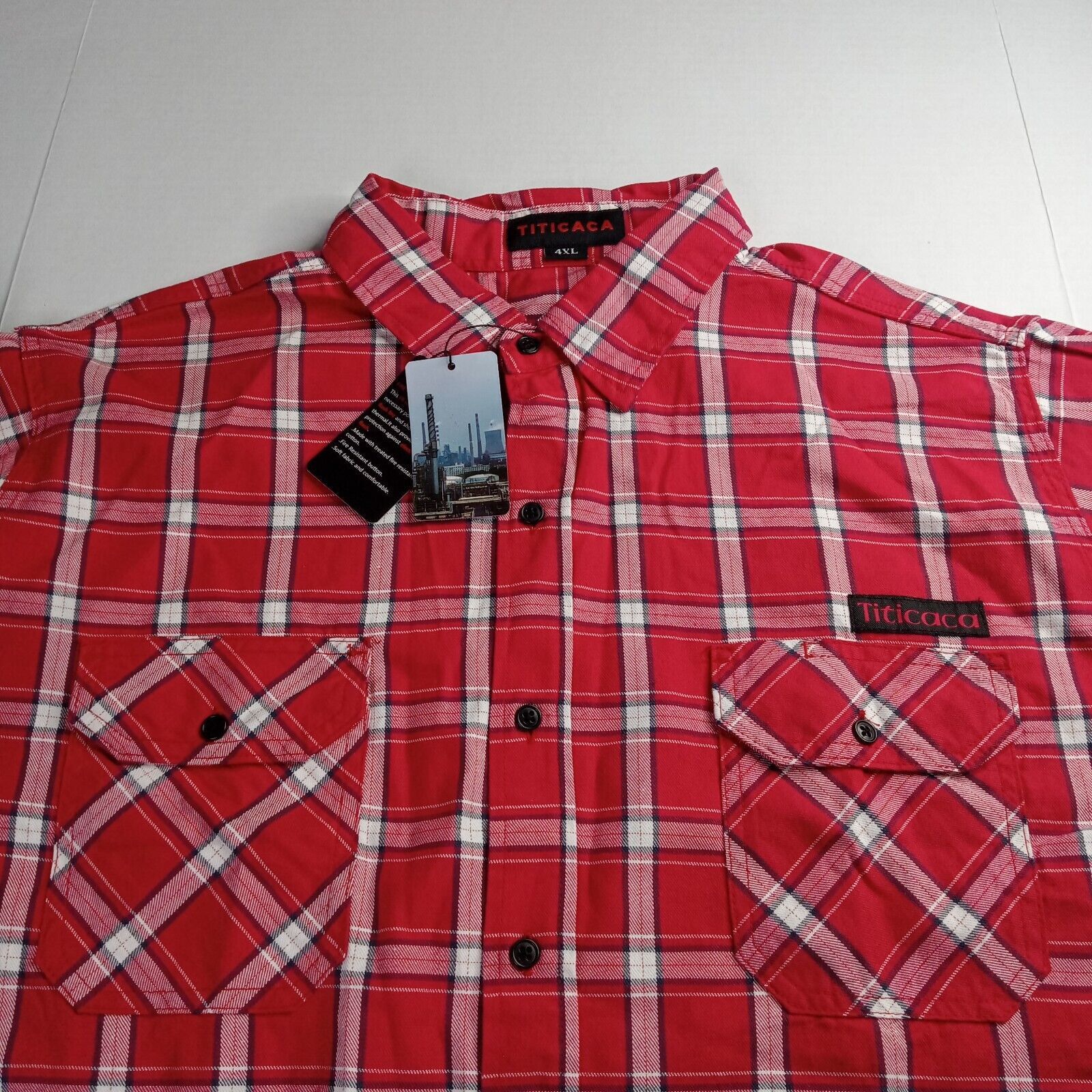 & Other Stories Titicaca FR Work Shirt Flame Resistant Men's 4XL Red Plaid Size US XXL / EU 58 / 5 - 3 Thumbnail