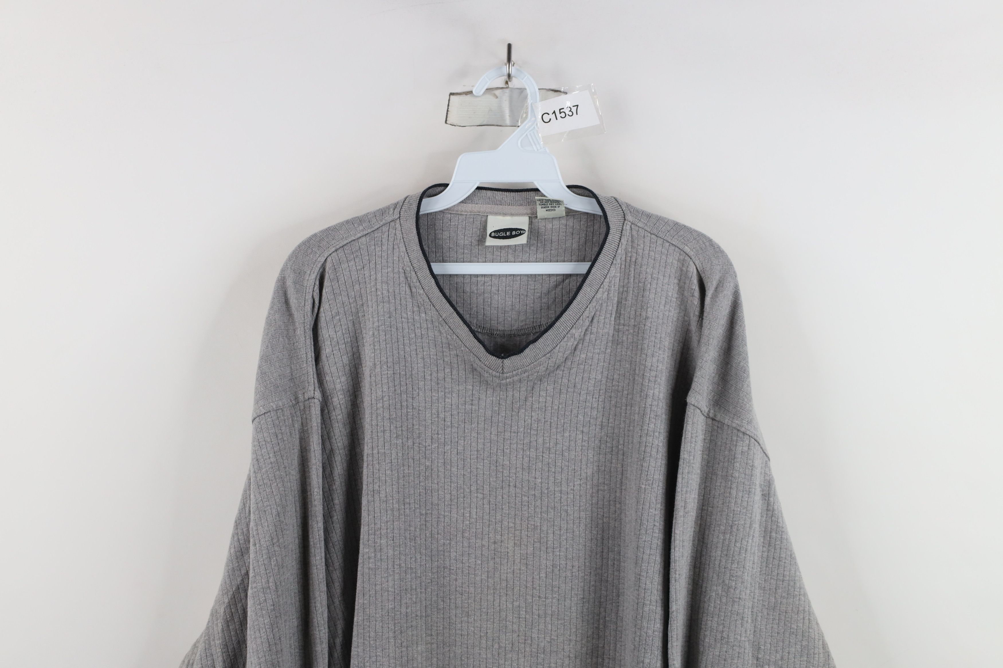 Vintage Vintage 90s Streetwear Ribbed Knit Long Sleeve T-Shirt Gray Size US XXL / EU 58 / 5 - 2 Thumbnail