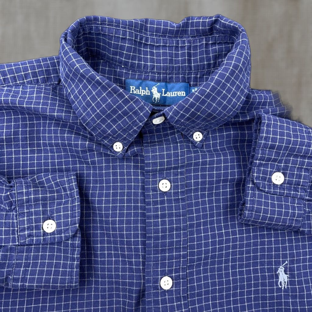 Ralph Lauren Ralph Lauren Button-Up Shirt Men Large Blue Plaid Flannel BLAKE Regular Fit Size 42R - 1 Thumbnail