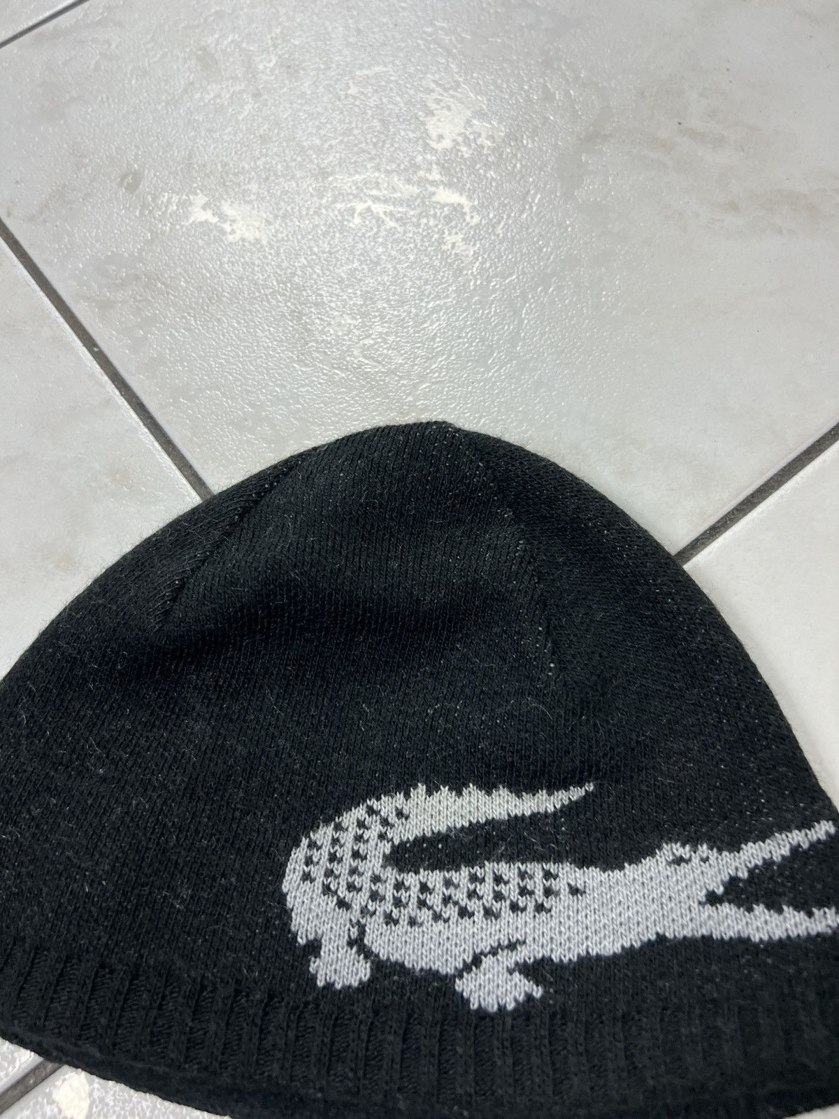 Lacoste Vintage Lacoste y2k knitted crocodile big logo drill beanie Size ONE SIZE - 6 Thumbnail