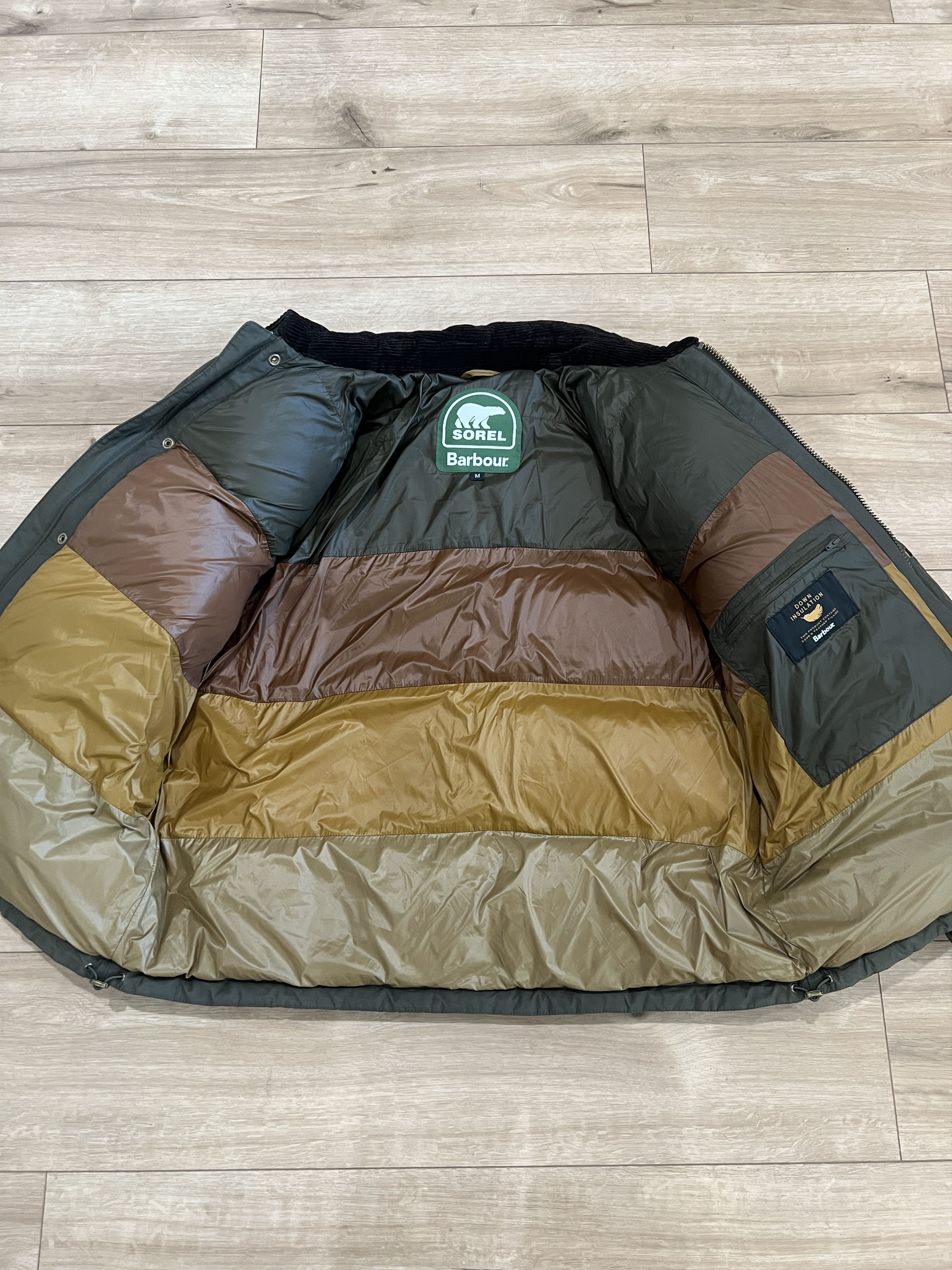 SOREL Sorel x Barbour Green Down Transport Wax Puffer Jacket Size US M / EU 48-50 / 2 - 7 Thumbnail