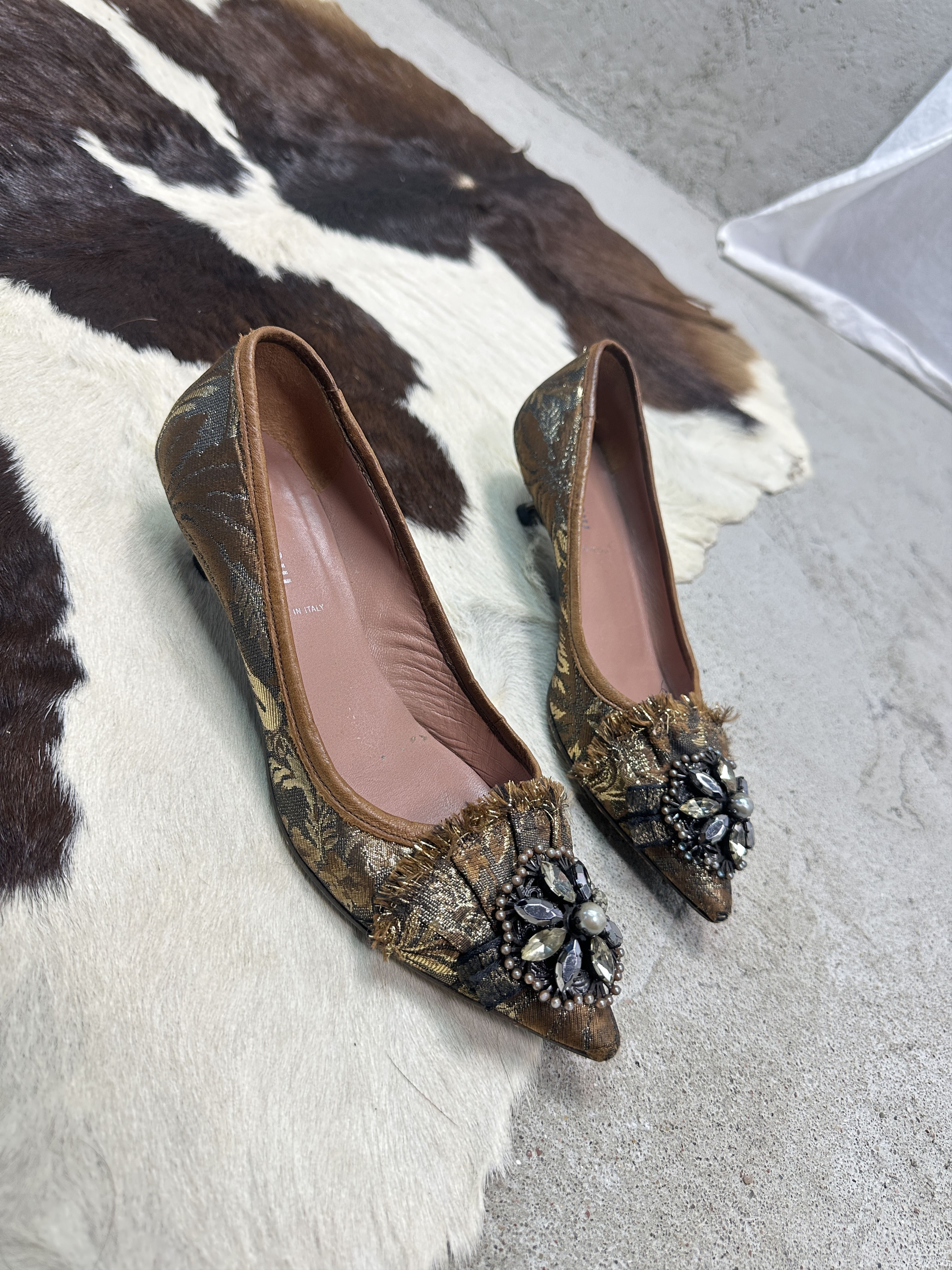 Miu Miu Vintage Jacquard Embellished Miu Miu Kitten Heels 00s Size US 6.5 / IT 36.5 - 3 Thumbnail