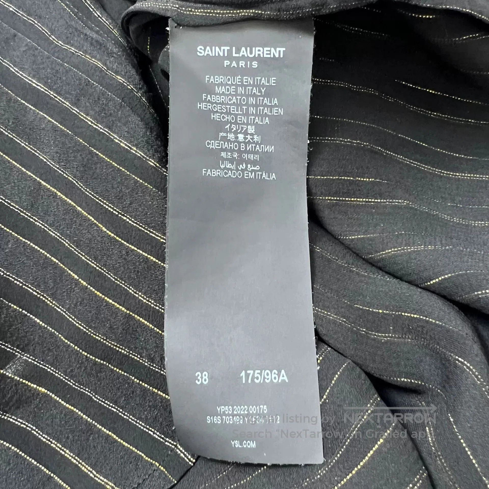Saint Laurent Paris Saint Laurent Black Gold Stripe Shirt. Size US S / EU 44-46 / 1 - 6 Thumbnail