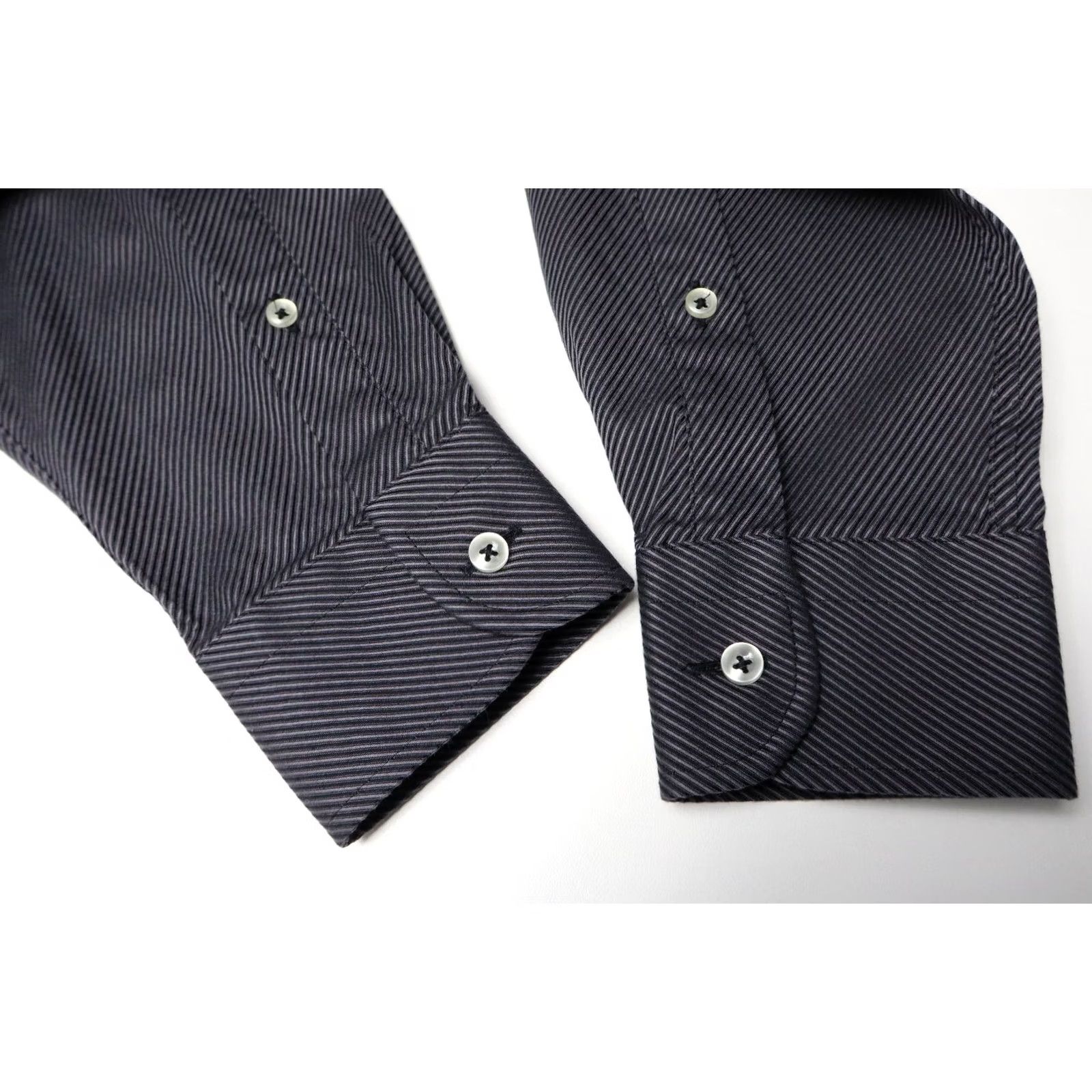 Vintage NARACAMICIE Shirt Men's SMALL Dark Grey Button Up Shiny Pure Cotton Spread Size US S / EU 44-46 / 1 - 5 Thumbnail
