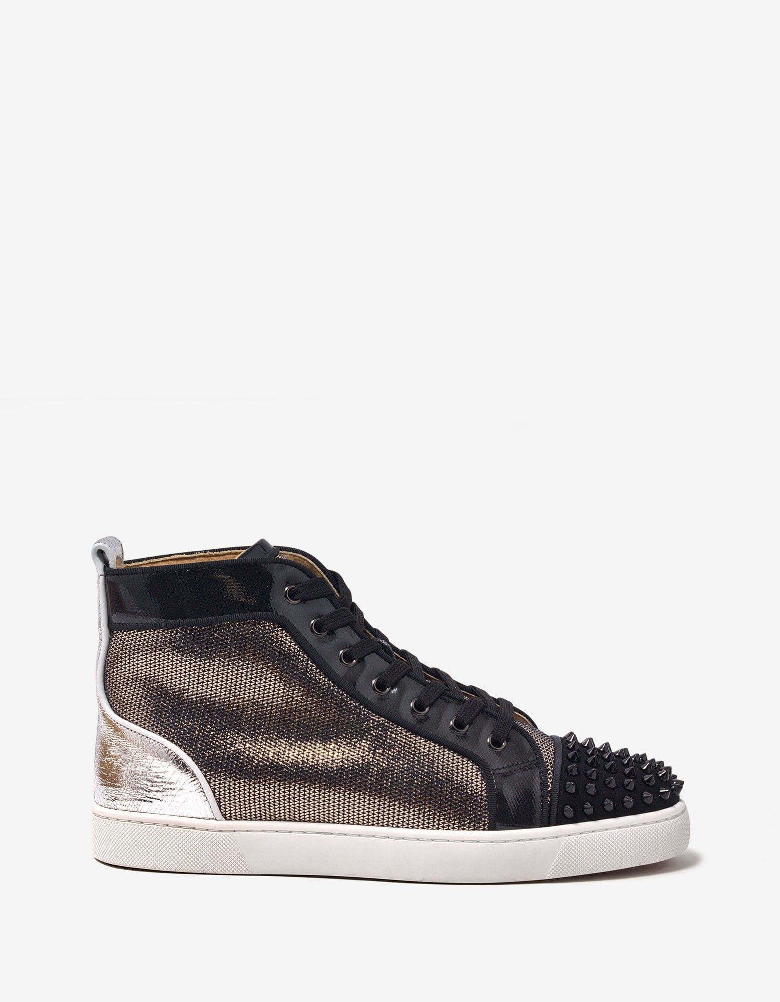 Christian Louboutin Lou Spikes Orlato Flat Metallic High Top Trainers Size US 11 / EU 44 - 2 Thumbnail