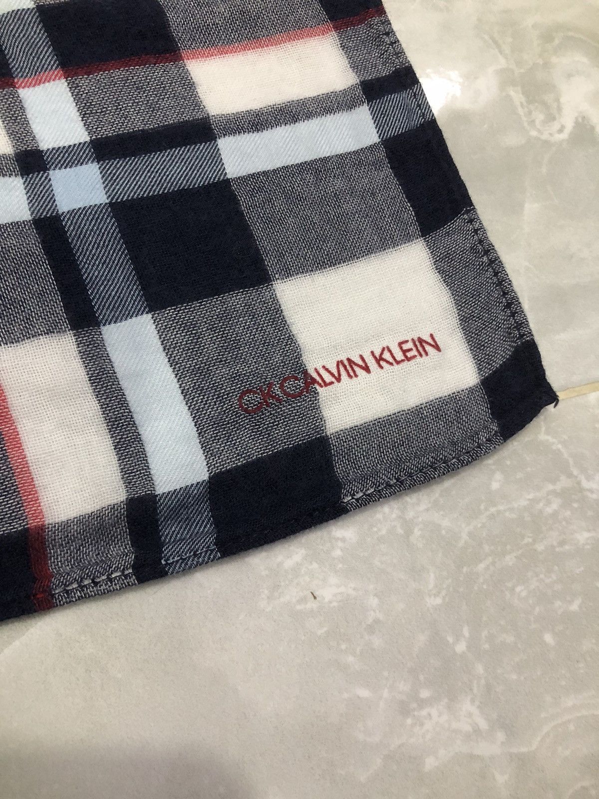 Calvin Klein Calvin Klein Plaid CK Embroidered Bandana Size ONE SIZE - 5 Thumbnail