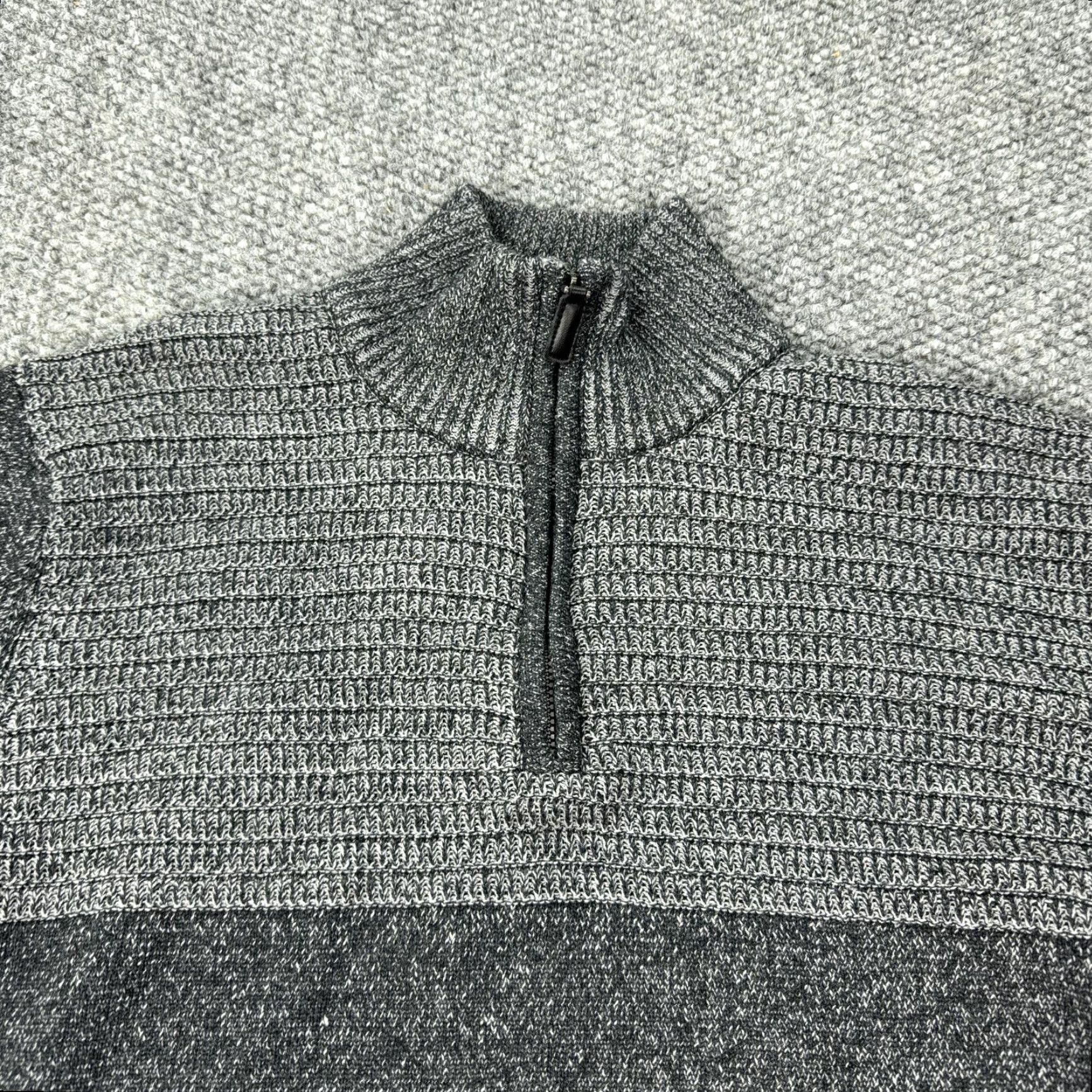 Vintage Tricots St Raphael Sweater Mens L Gray 1/4 Zip Mock Neck Knit Cotton Polyester waffle-knit Modern Pullover Size US L / EU 52-54 / 3 - 4 Thumbnail