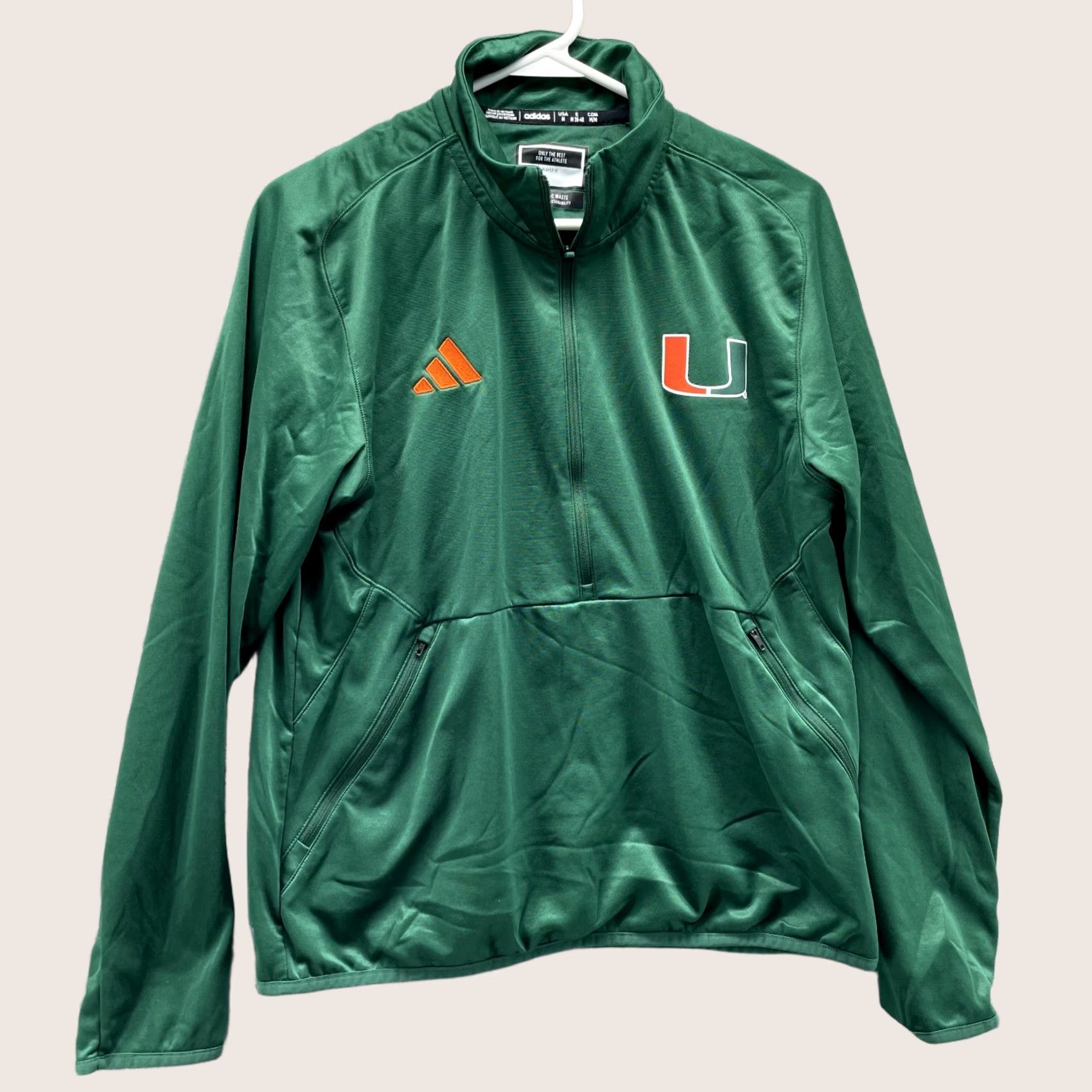 Adidas VINTAGE adidas Jacket Women Medium Green 1/2 Zip Miami Hurricanes Track Pullover Size M / US 6-8 / IT 42-44 - 1 Thumbnail