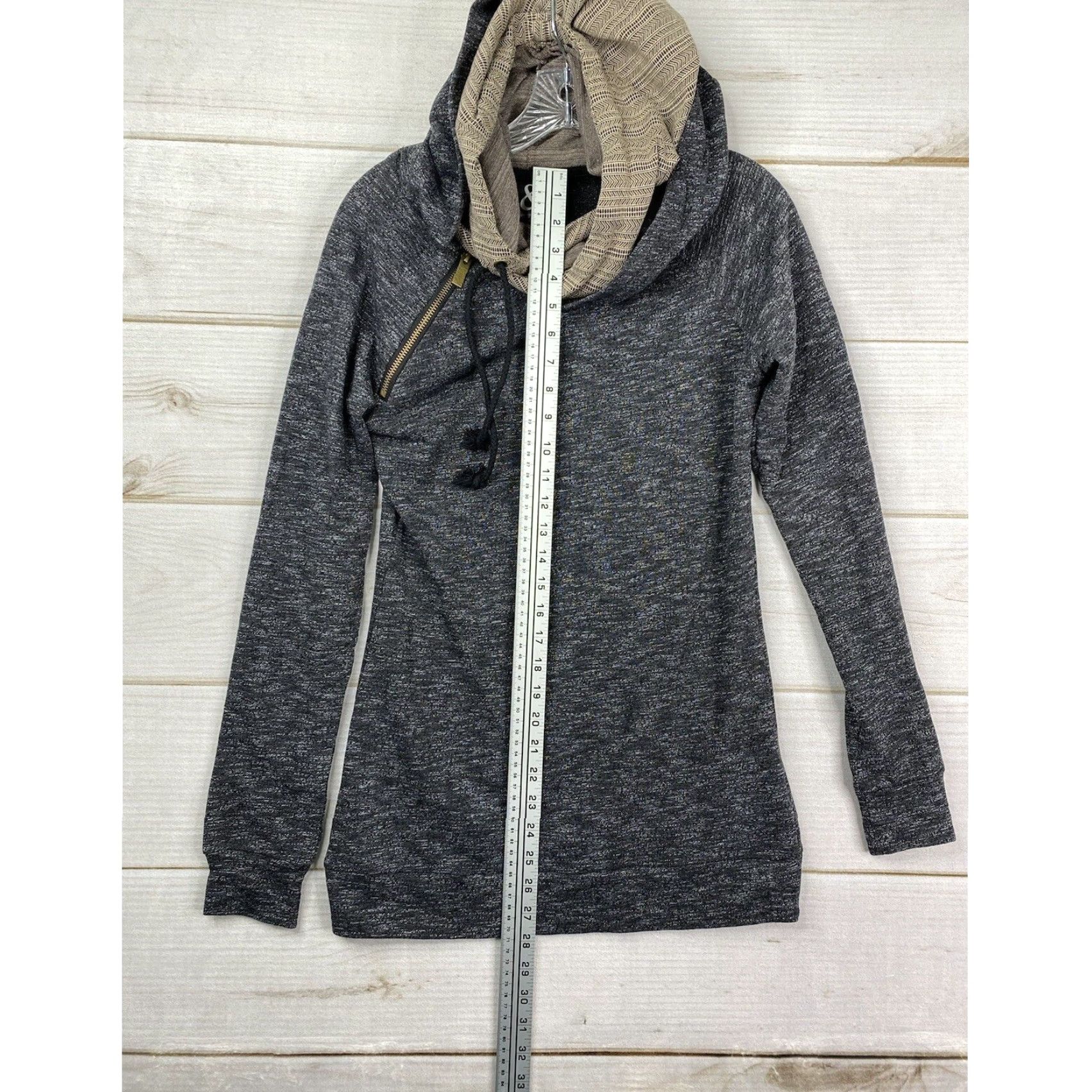 Avenue Ampersand Avenue Hoodie Womens S Black Aztec Double Hood Long Sleeve Sweatshirt Size S / US 4 / IT 40 - 4 Thumbnail