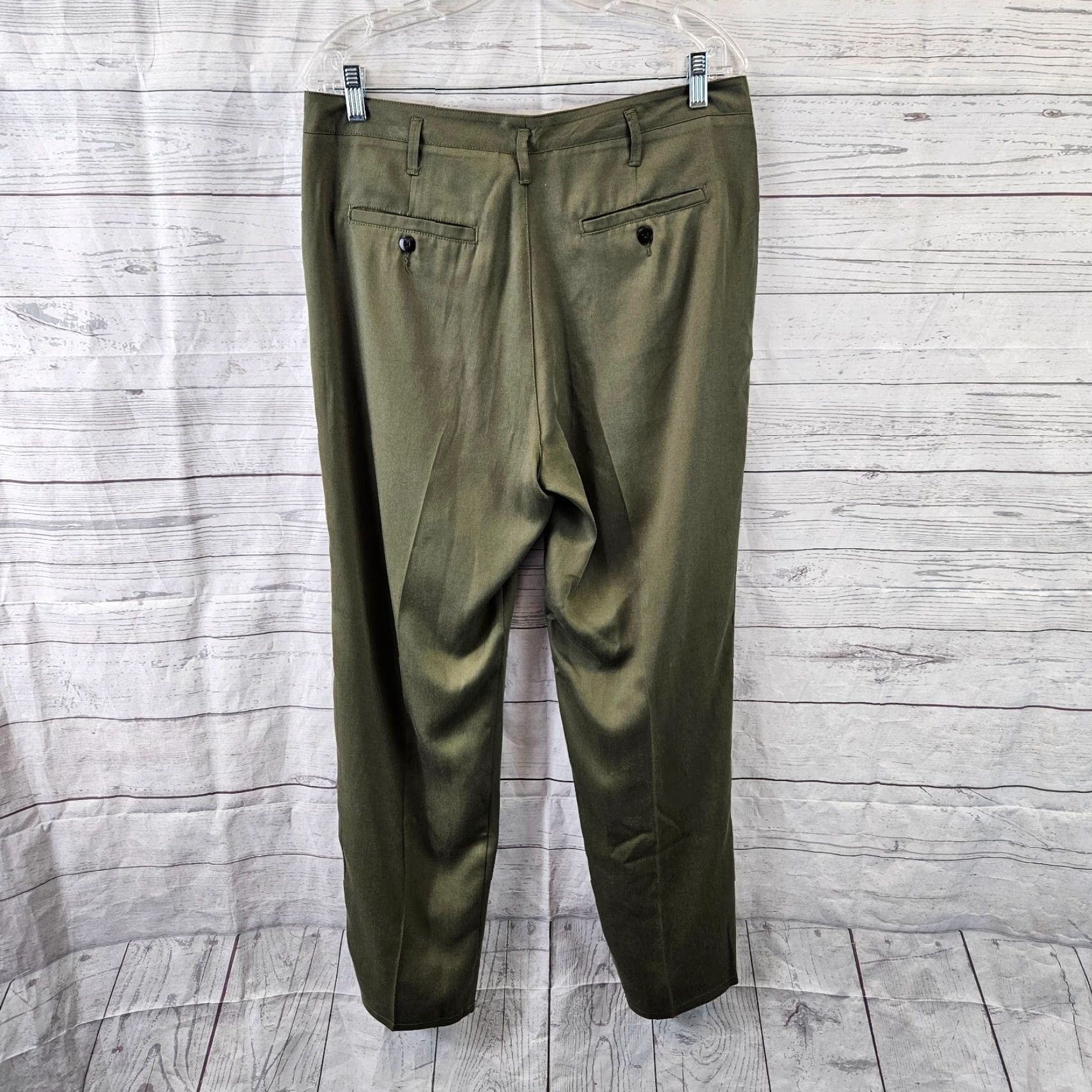 Vintage Sundance Womens Pants Sz 10 Green Pleated Front Tencel High Rise Dress Pants Women 10 Green Sundance Size 32" / US 10 / IT 46 - 3 Thumbnail